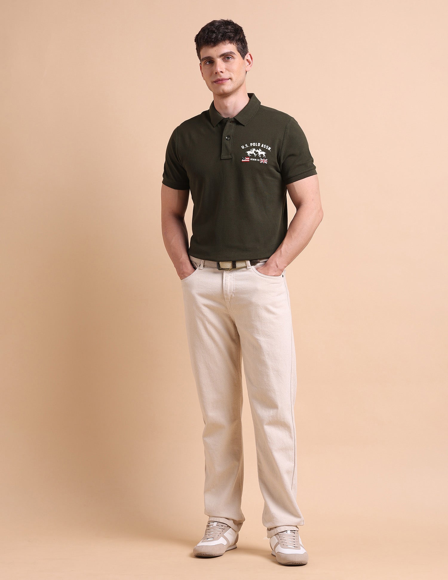 Brand Printed Muscle Fit Polo Shirt