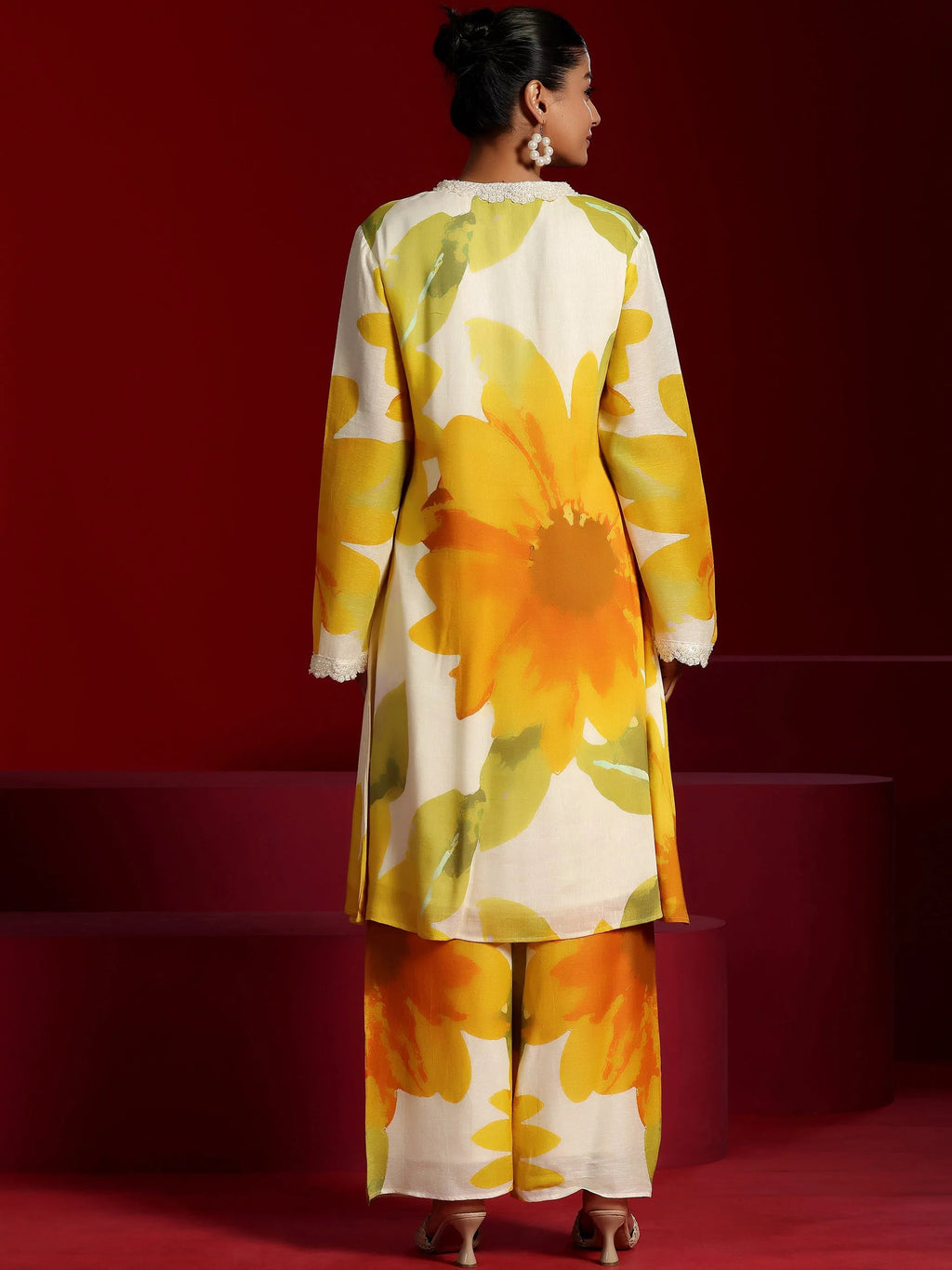 Libas Art Off White Printed Cotton Blend Co-Ords