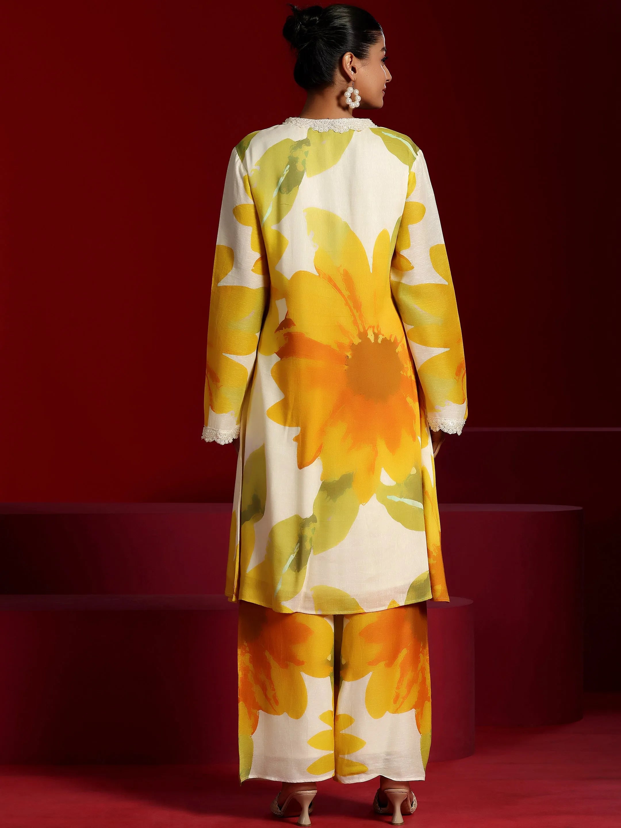 Libas Art Off White Printed Cotton Blend Co-Ords