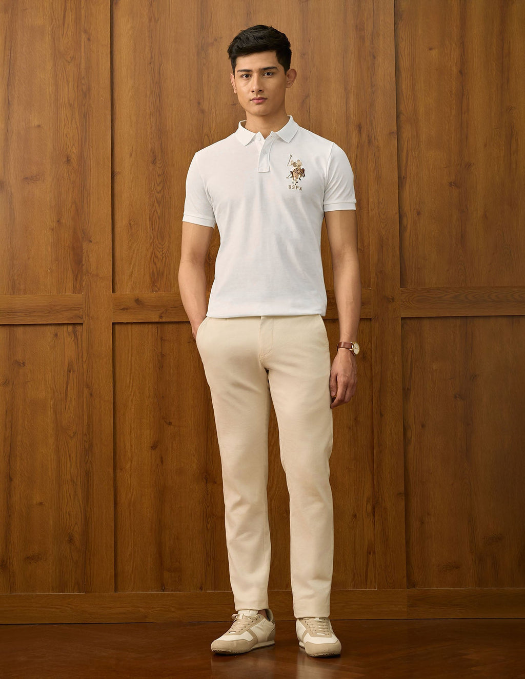 Brand Embroidered Varsity Polo Shirt