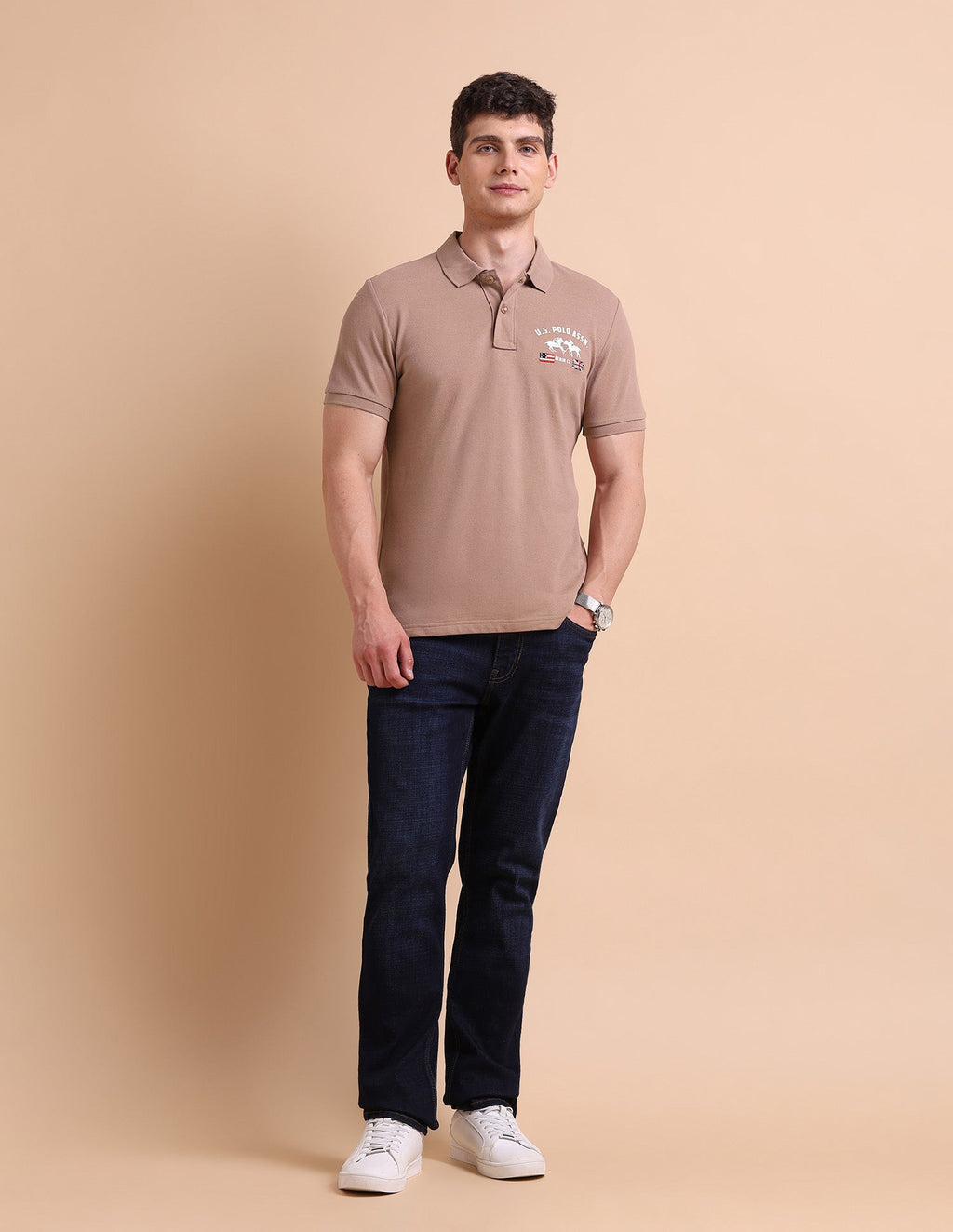 Brand Printed Muscle Fit Polo Shirt