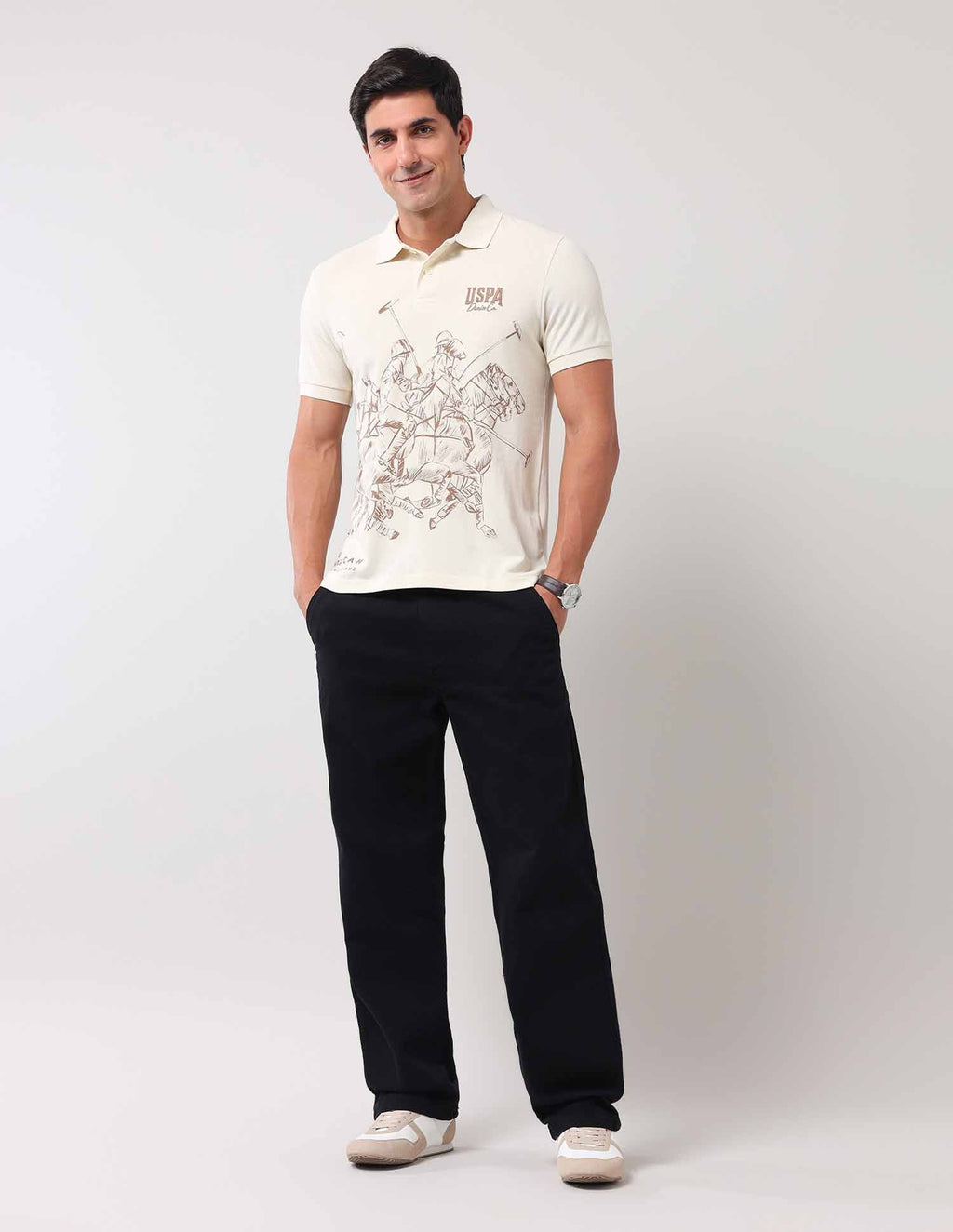 Brand Printed Muscle Fit Polo Shirt