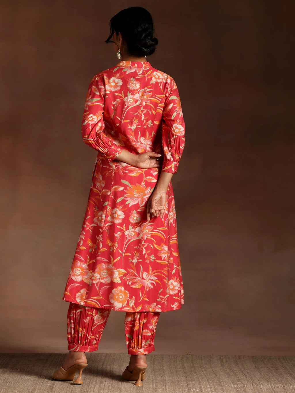 Coral Printed Silk Blend Co-Ords