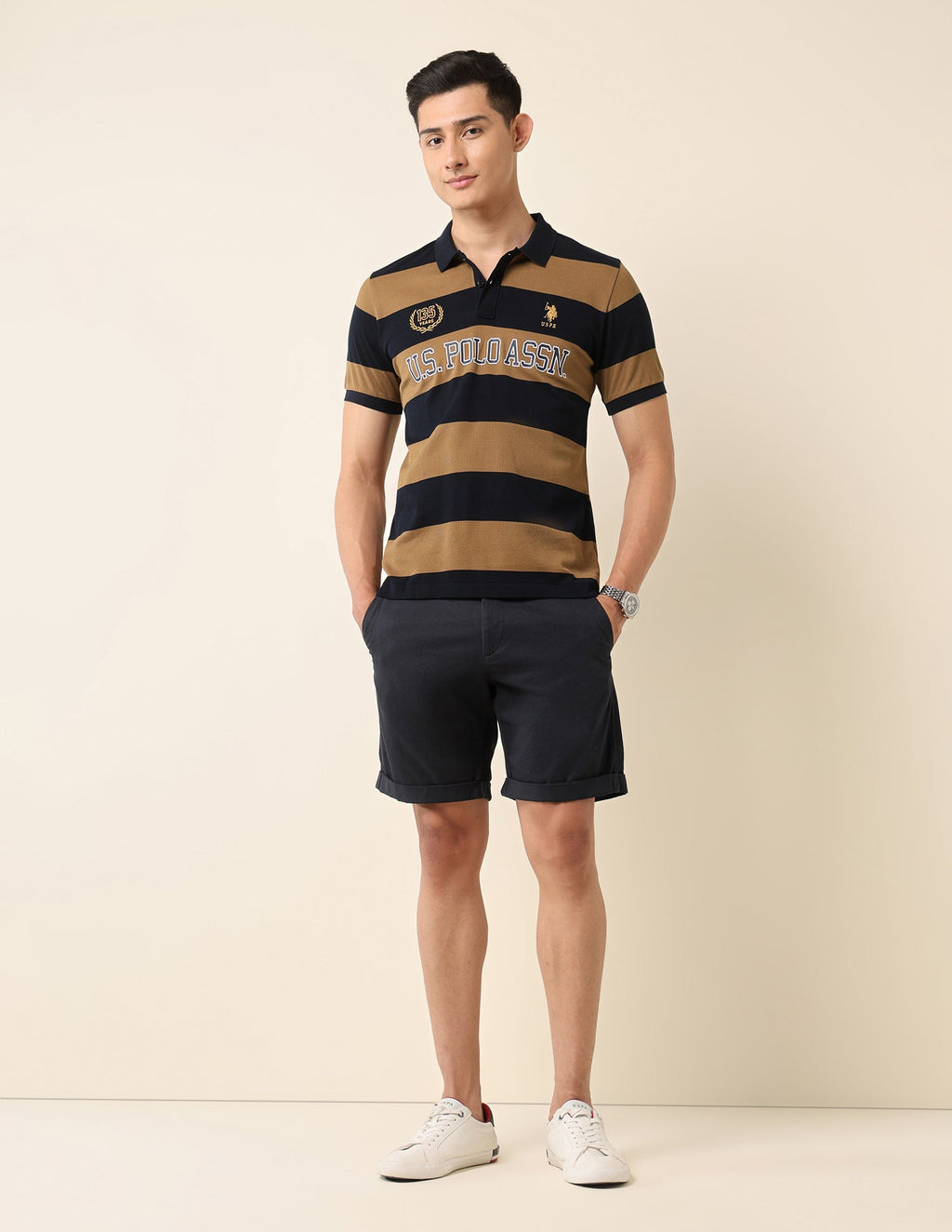 Horizontal Striped Slim Fit Polo Shirt