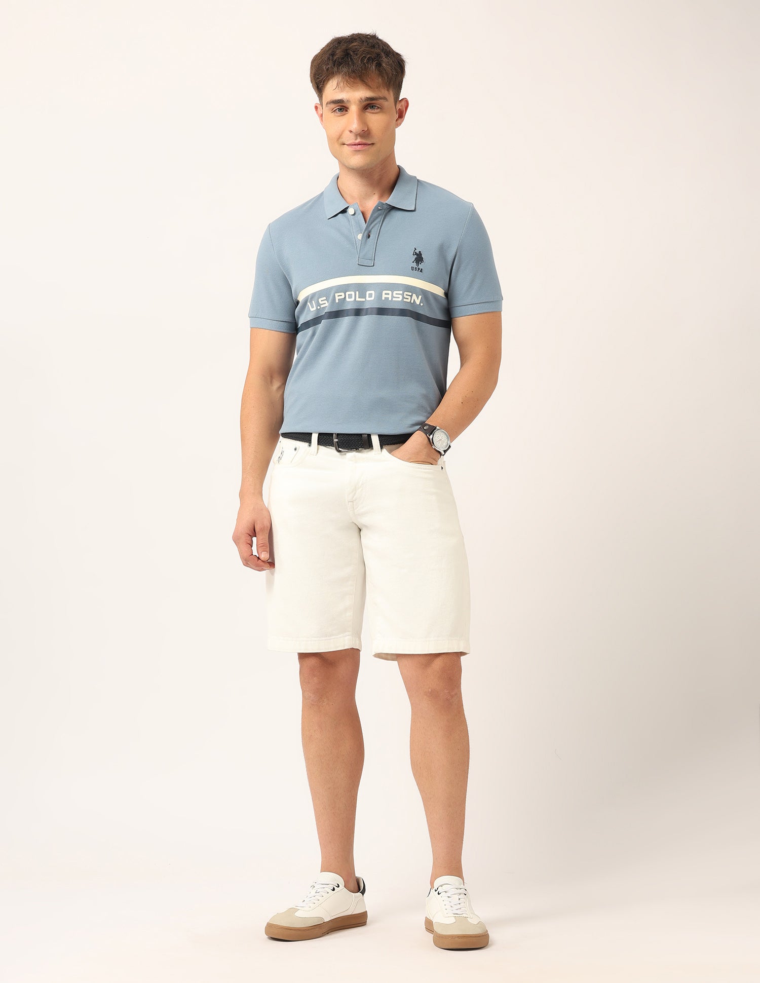 Brand Printed Muscle Fit Polo Shirt