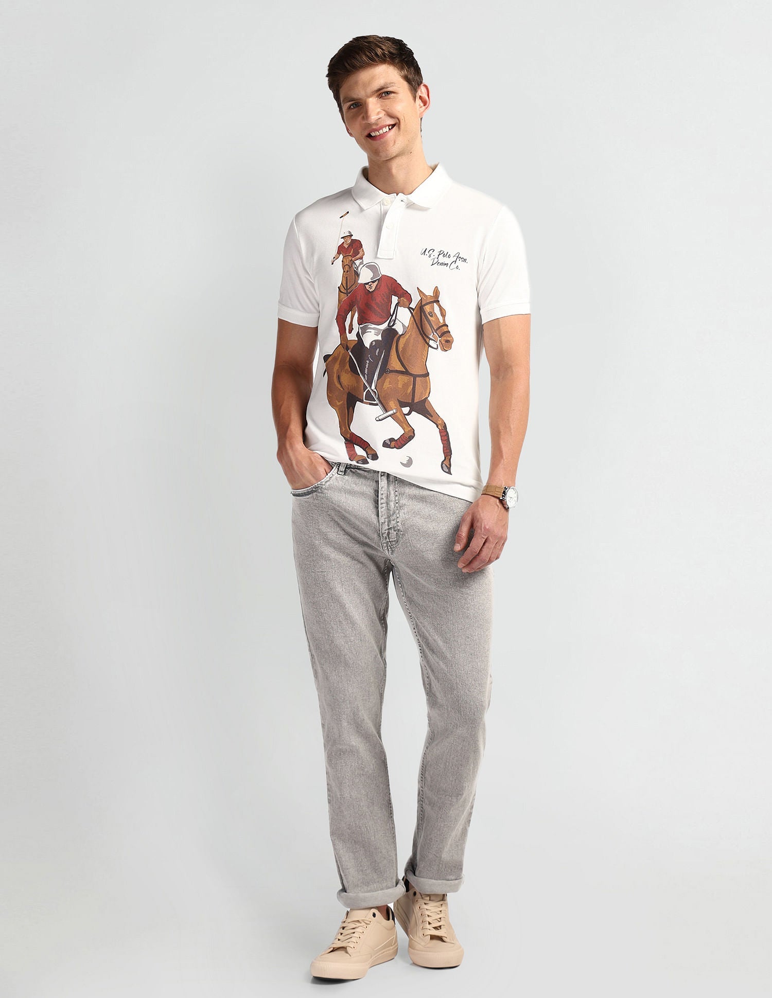 Graphic Print Muscle Fit Polo Shirt