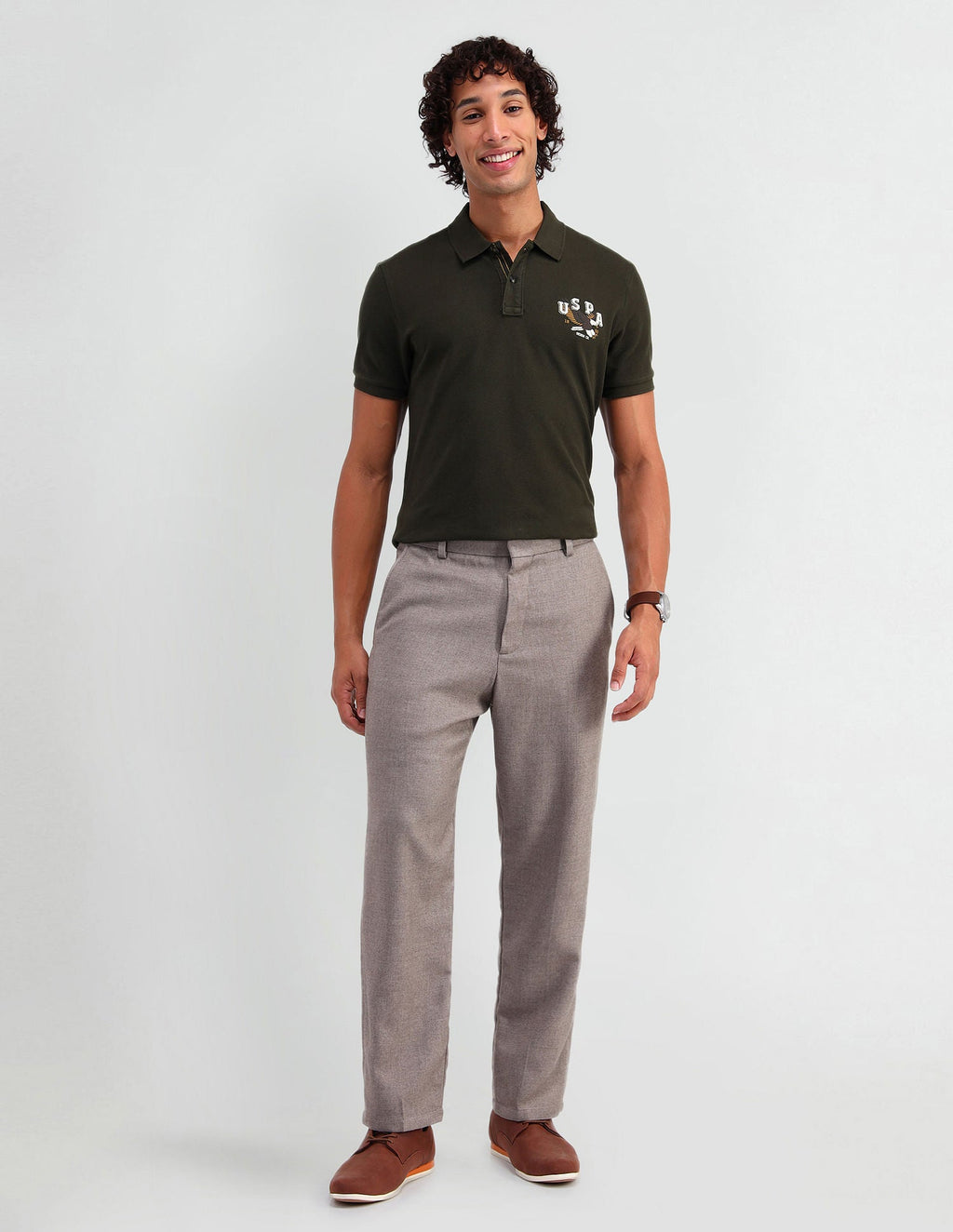 Muscle Fit Brand Print Polo Shirt