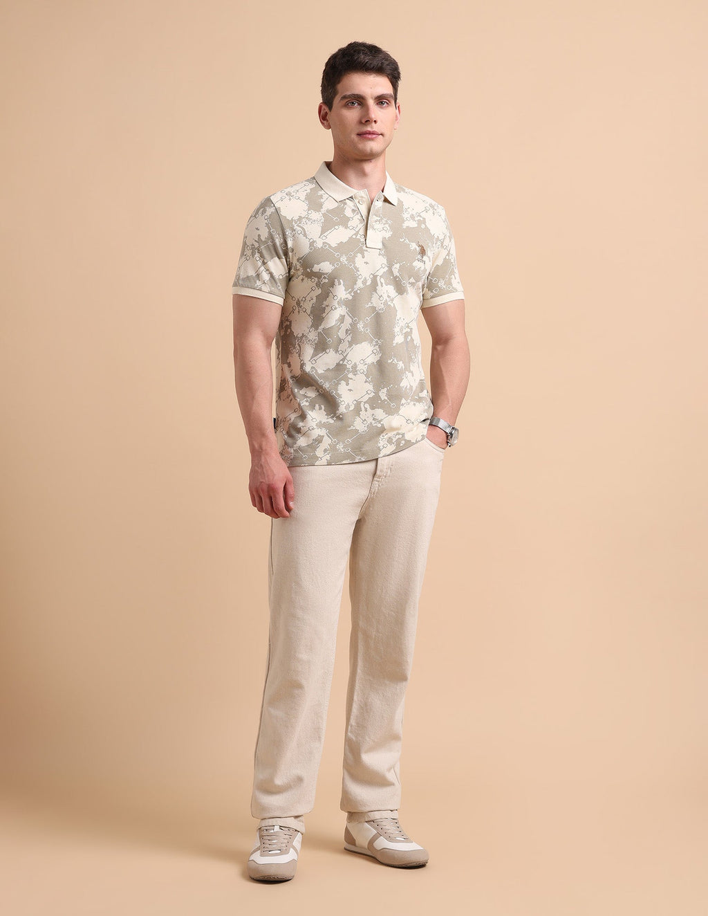 Abstract Printed Pure Cotton Polo Shirt