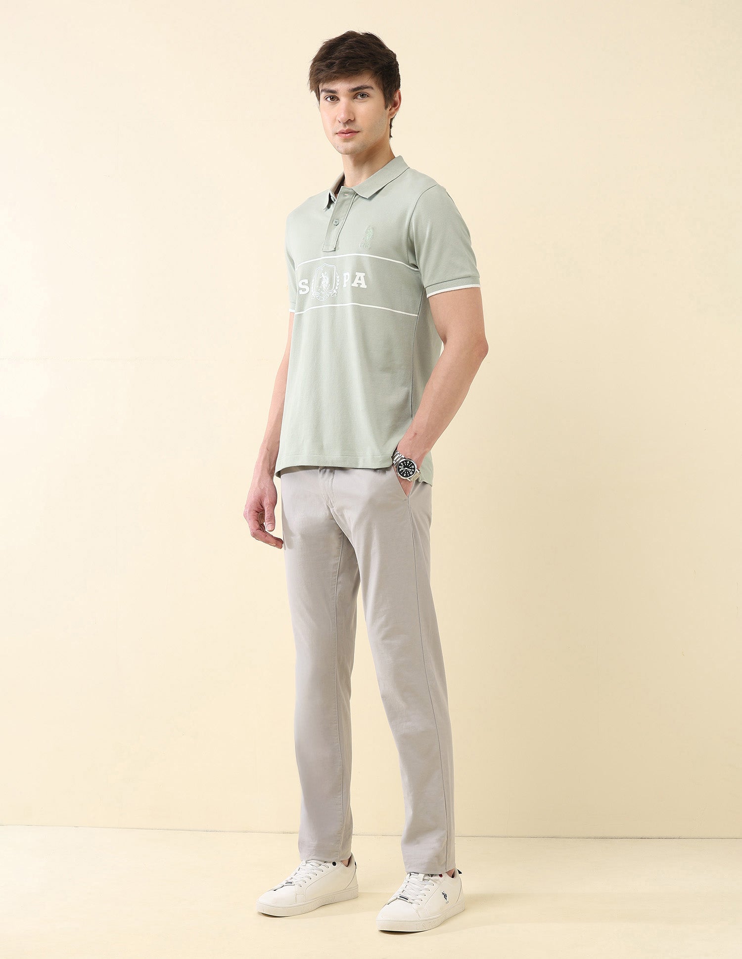 Brand Printed Slim Fit Classic Polo Shirt