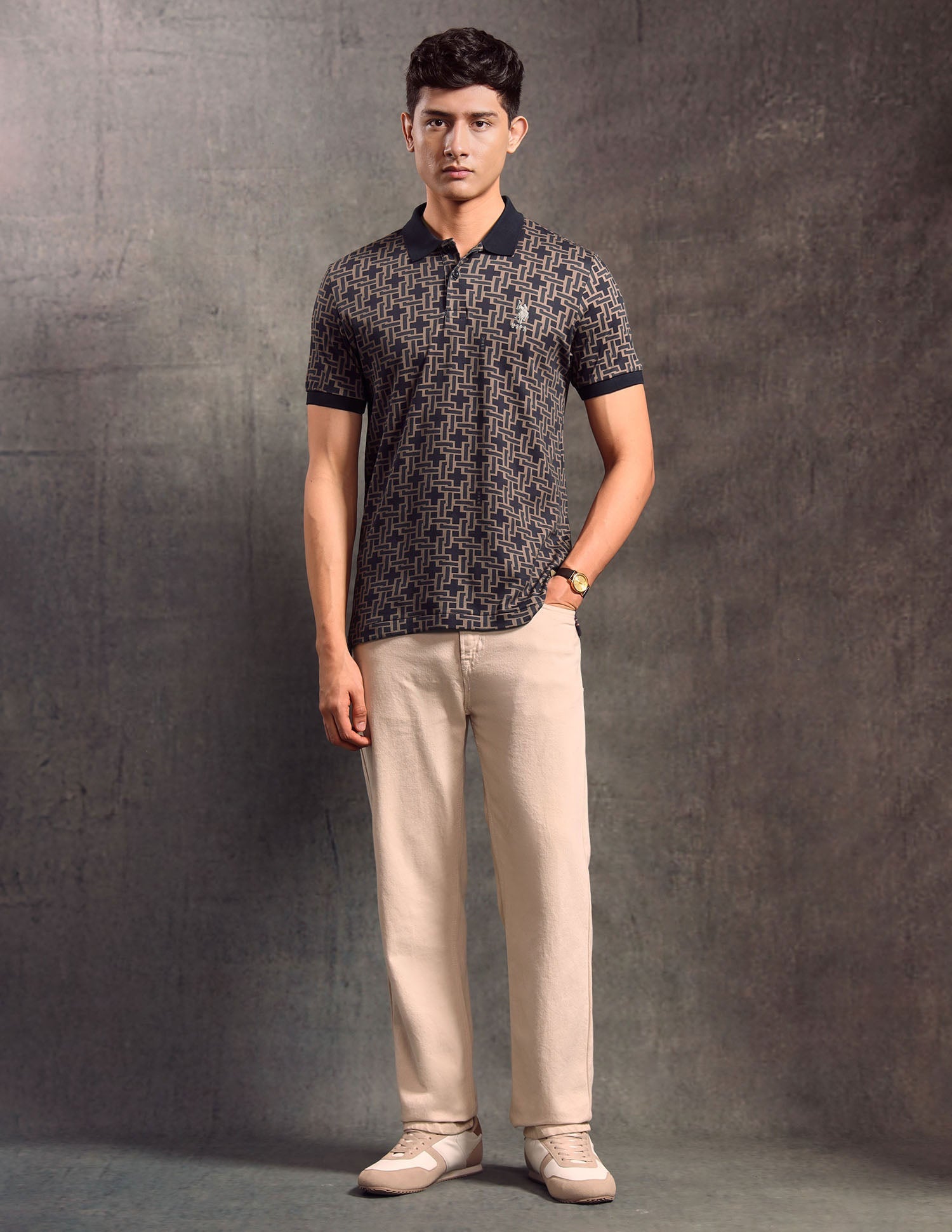 Geometric Printed Regular Fit Polo shirt