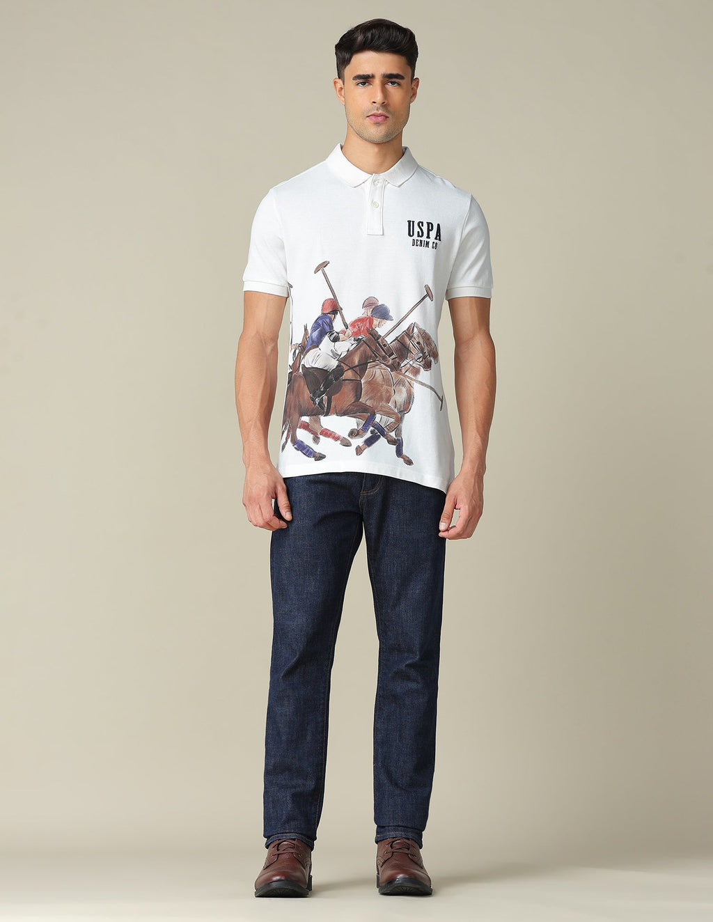 Muscle Fit Graphic Printed Polo Shirt