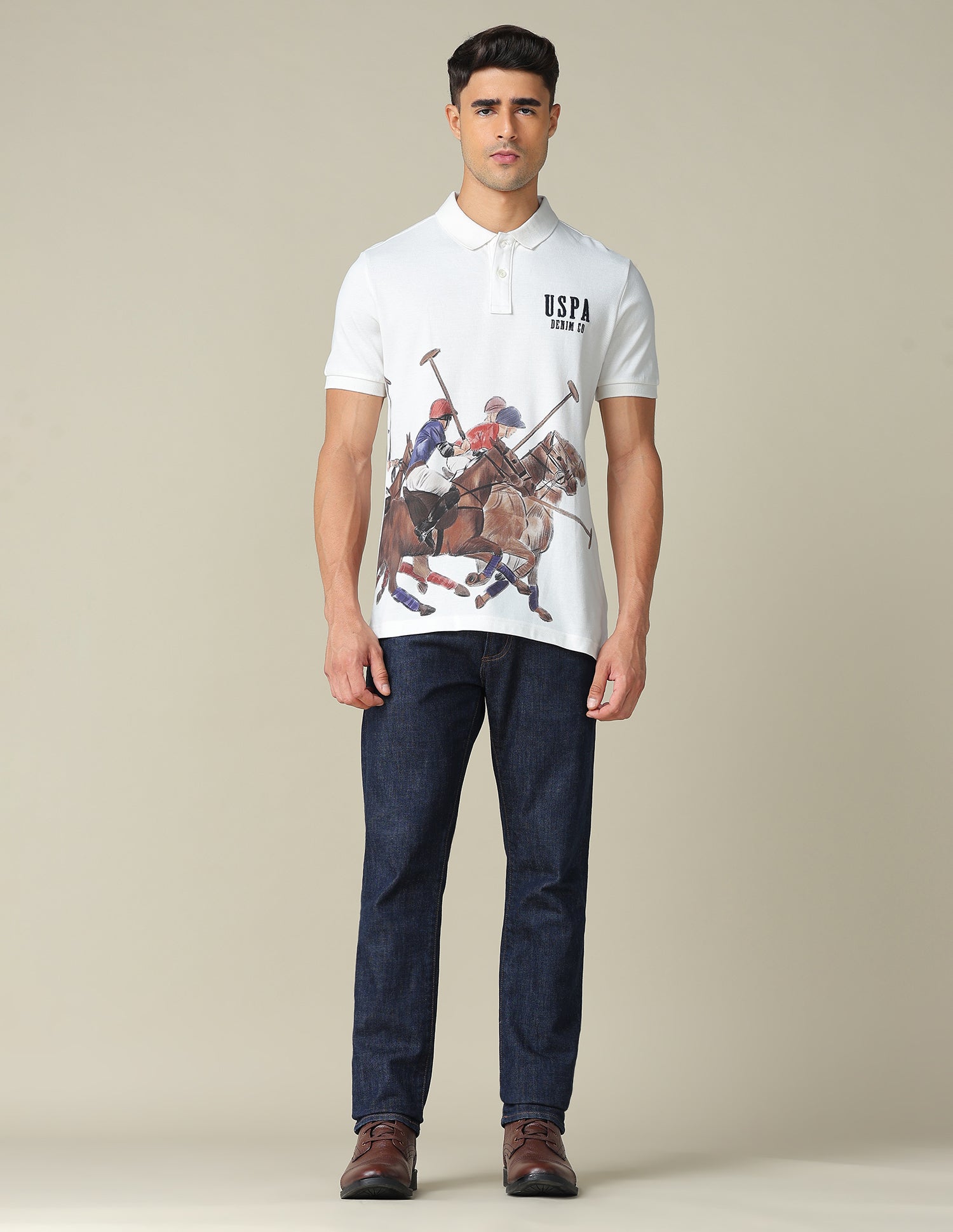 Muscle Fit Graphic Printed Polo Shirt