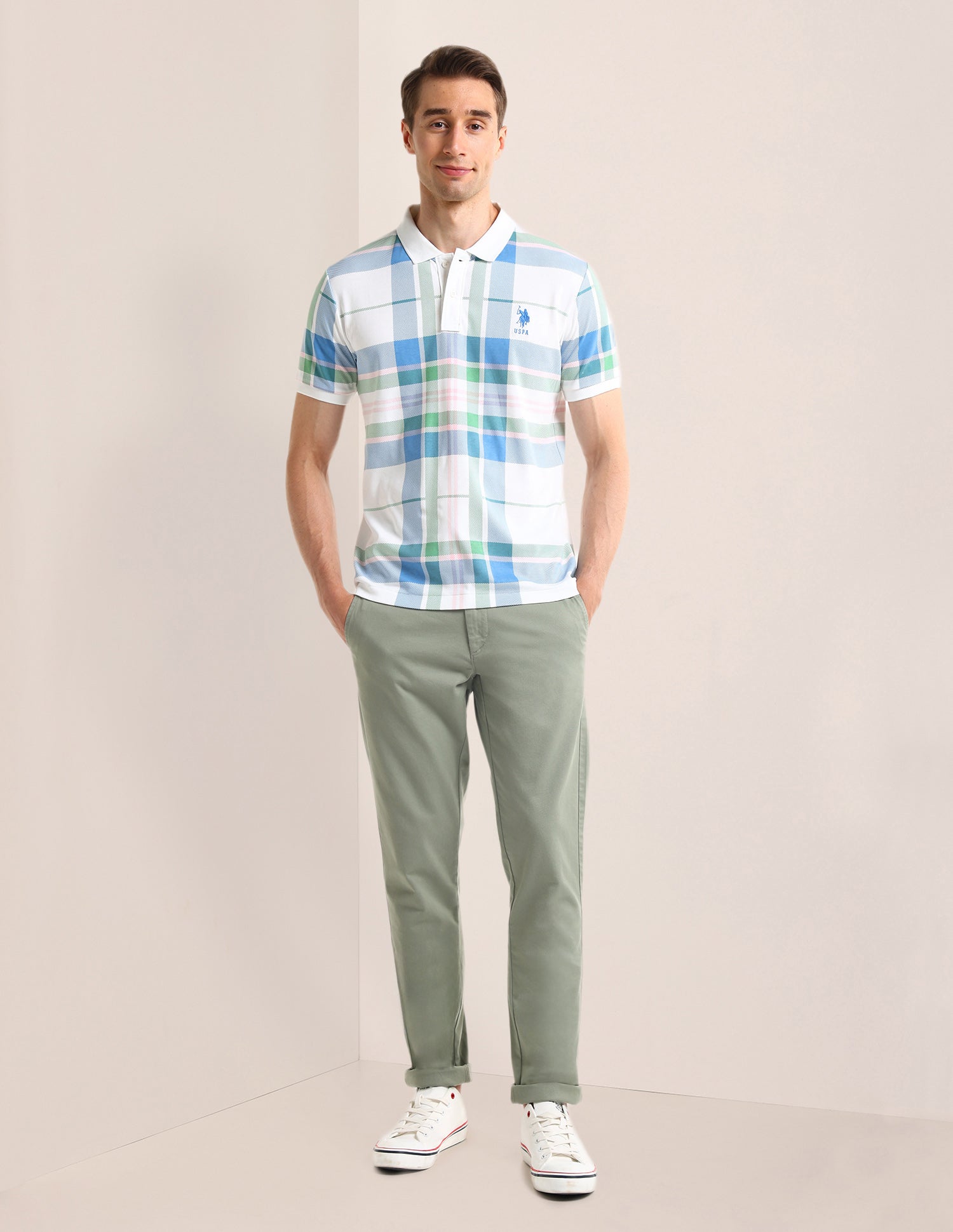 Checked Slim Fit Polo Shirt