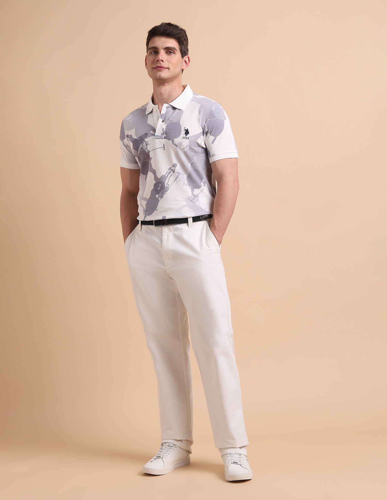 All-Over Printed Pure Cotton Polo Shirt