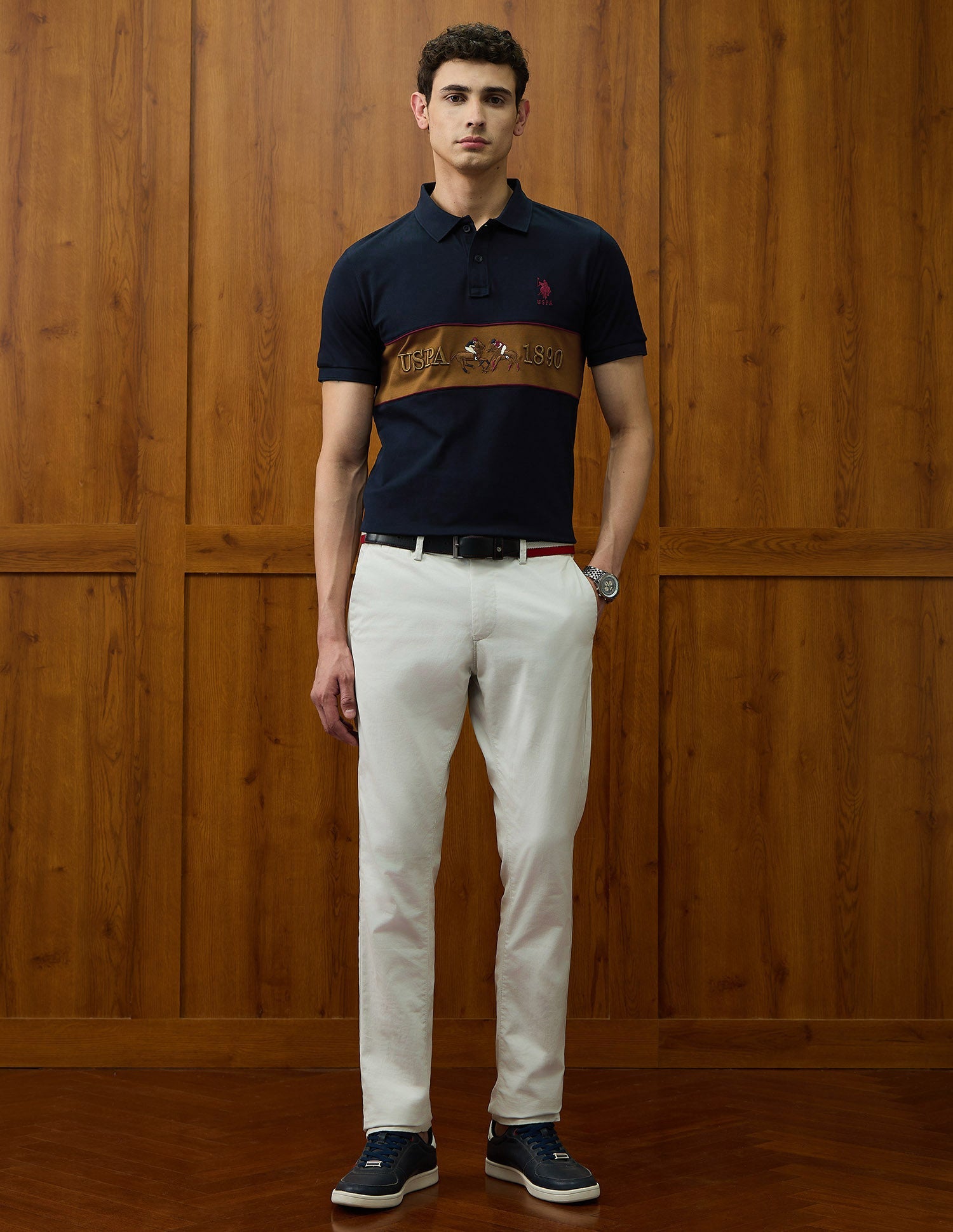 Brand Embroidered Varsity Theatre Polo Shirt