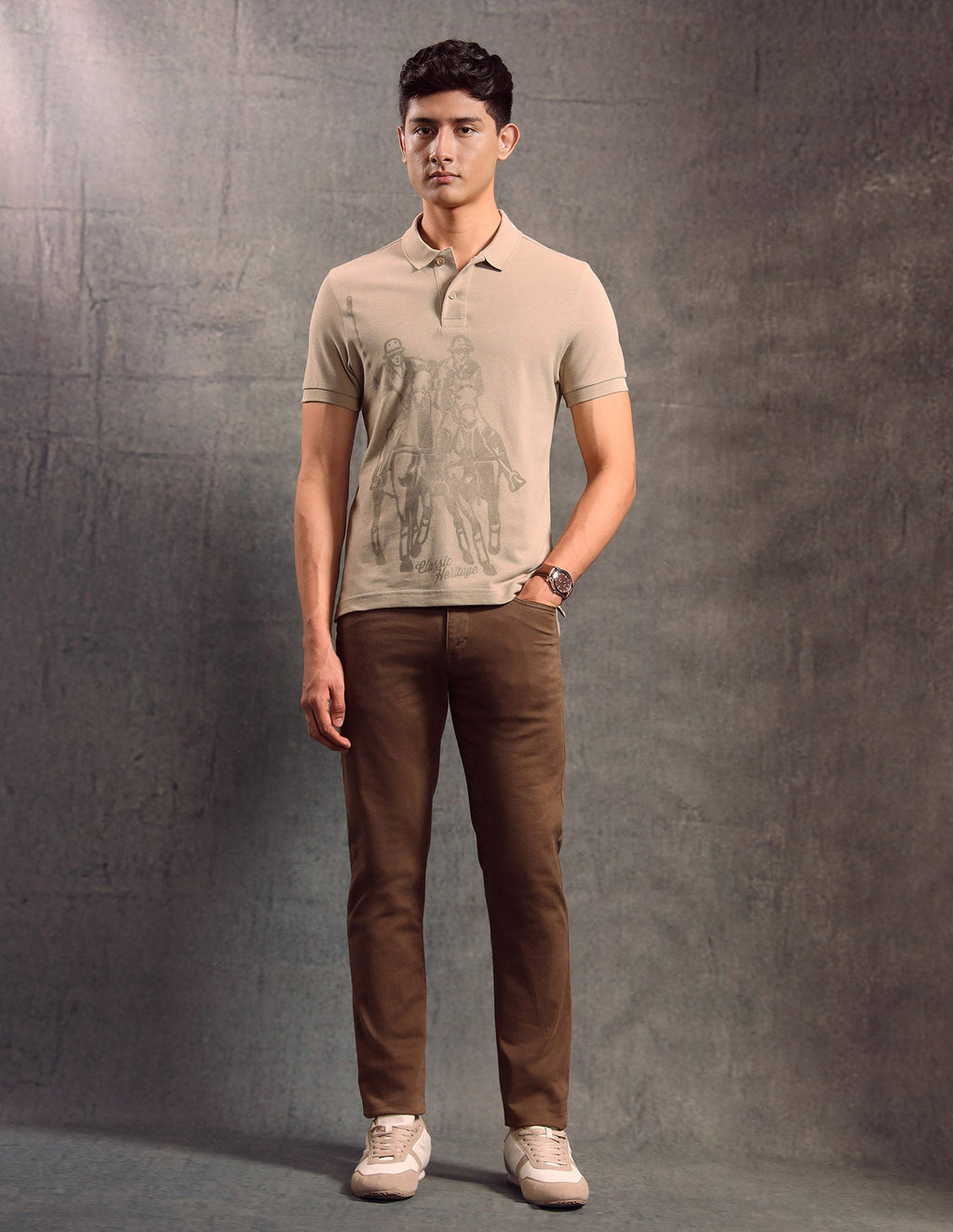 Graphic Printed Muscle Fit Polo shirt