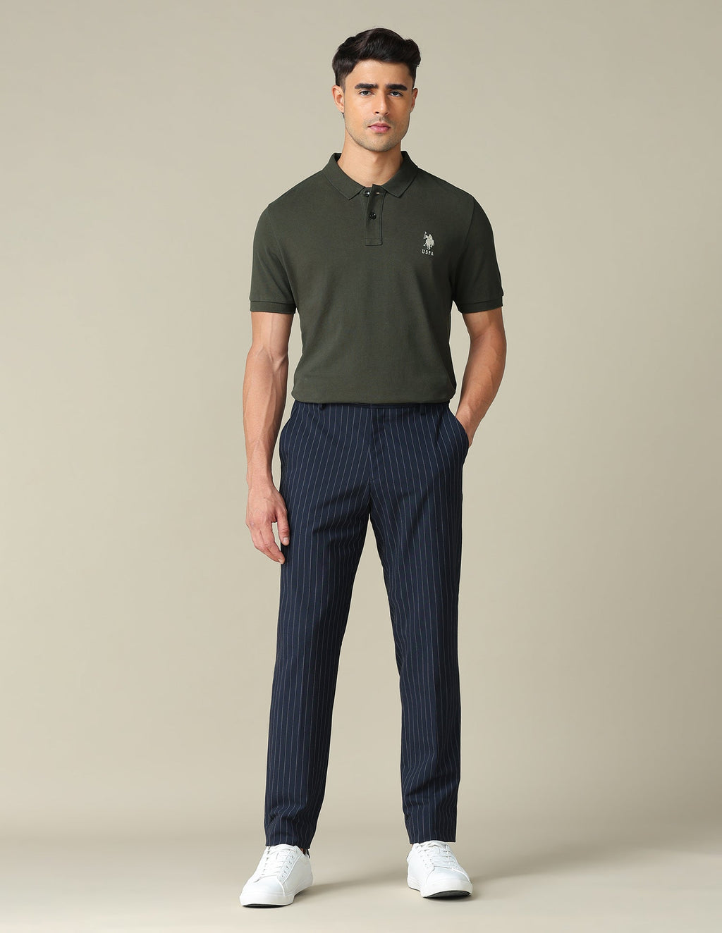 Muscle Fit Typographic Printed Polo Shirt