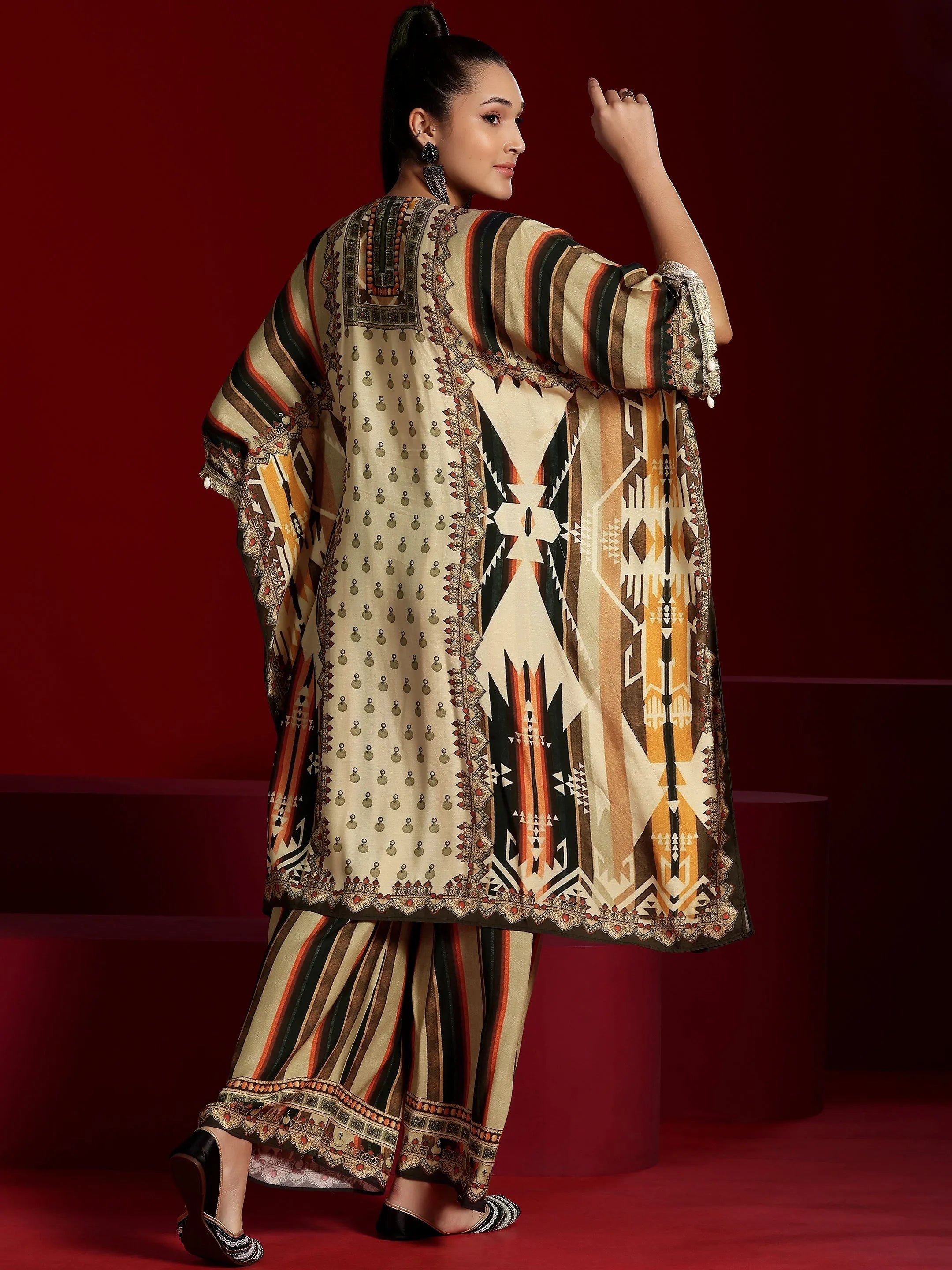 Libas Art Beige Printed Muslin Co-Ords