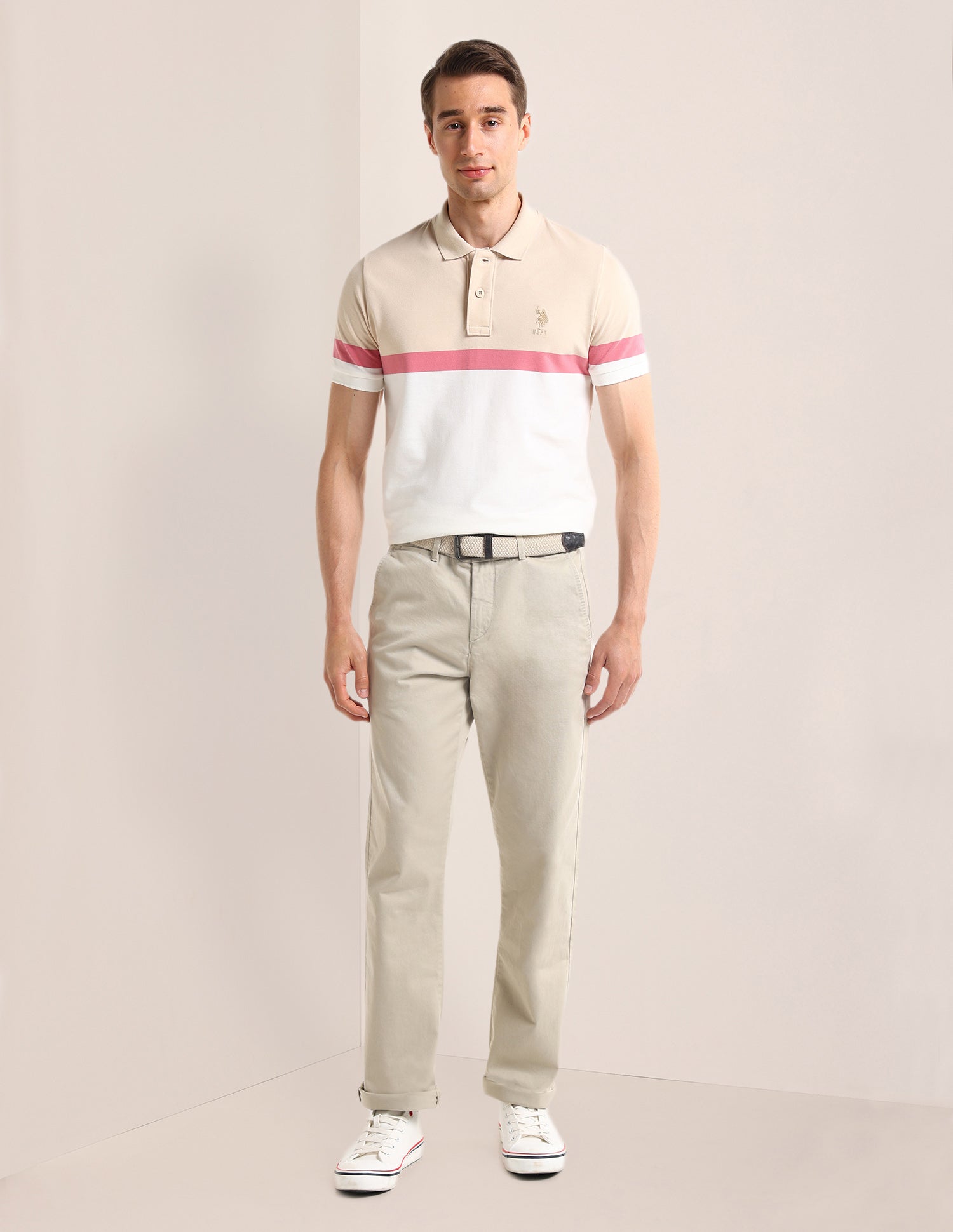 Colour Blocked Slim Fit Polo Shirt