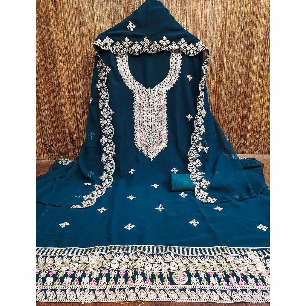 Morpich Floral Embroidered Georgette Dress Material