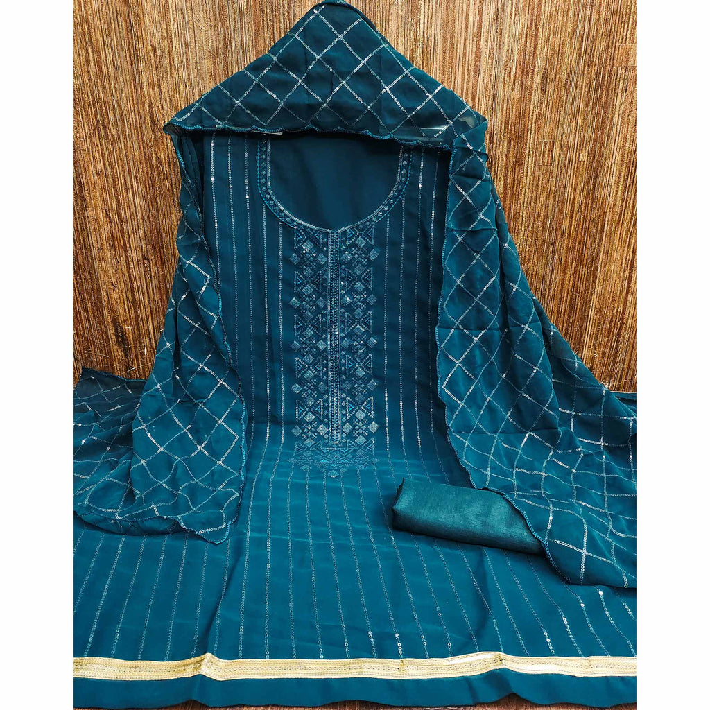 Morpich Sequins Embroidered Georgette Dress Material