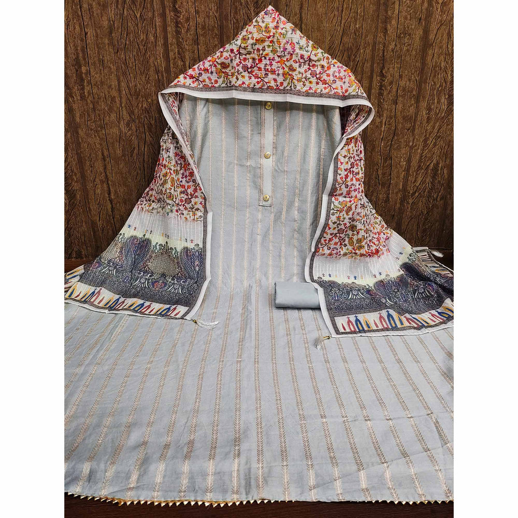 Grey Woven Modal Dress Material