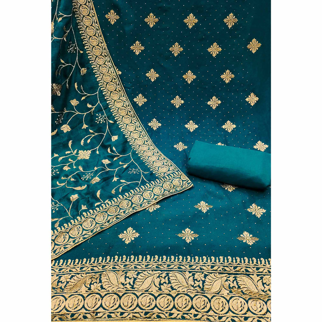 Morpich Floral Embroidered Chinon Dress Material