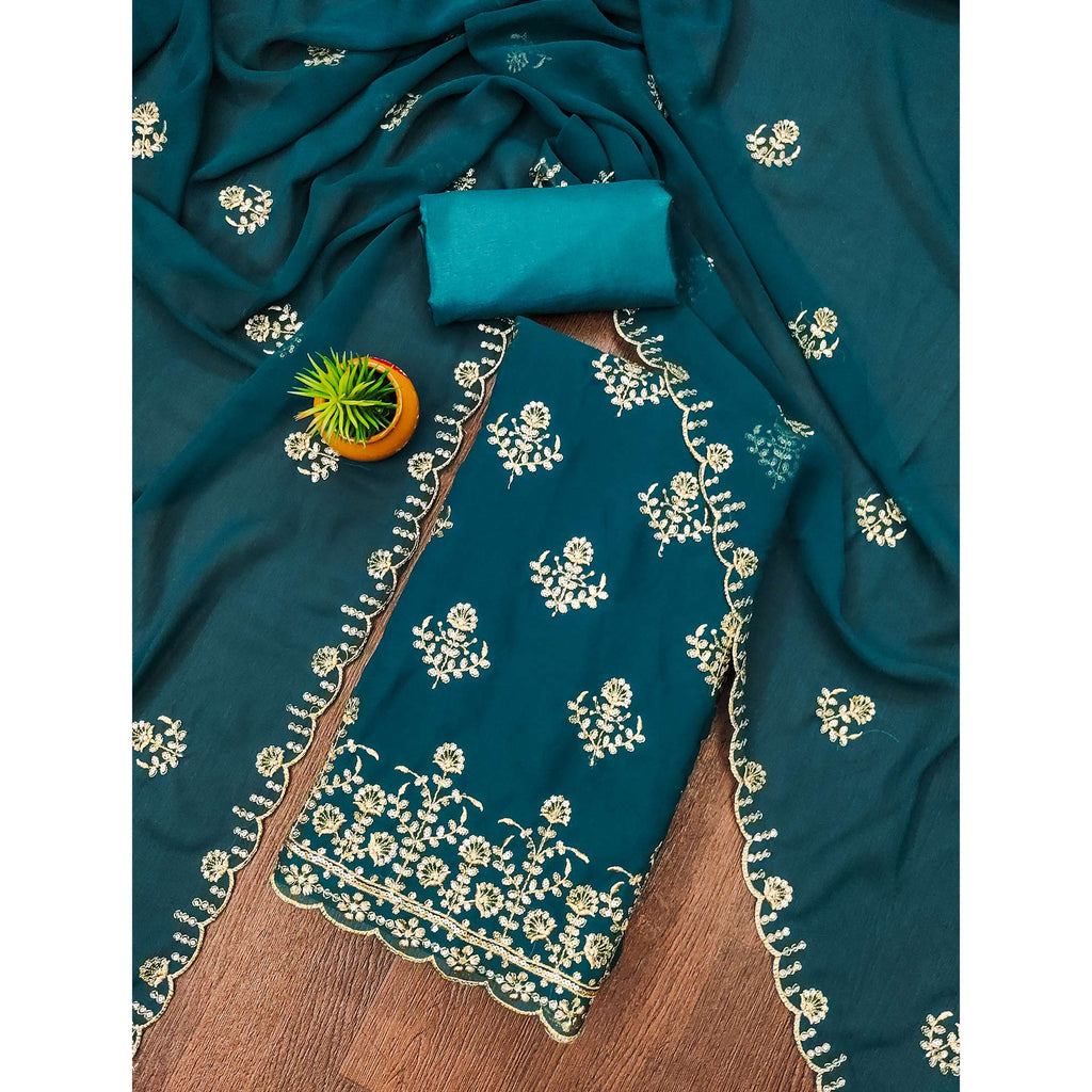 Morpich Floral Sequins Embroidered Georgette Dress Material