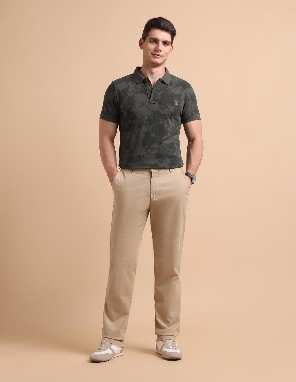 Abstract Printed Pure Cotton Polo Shirt