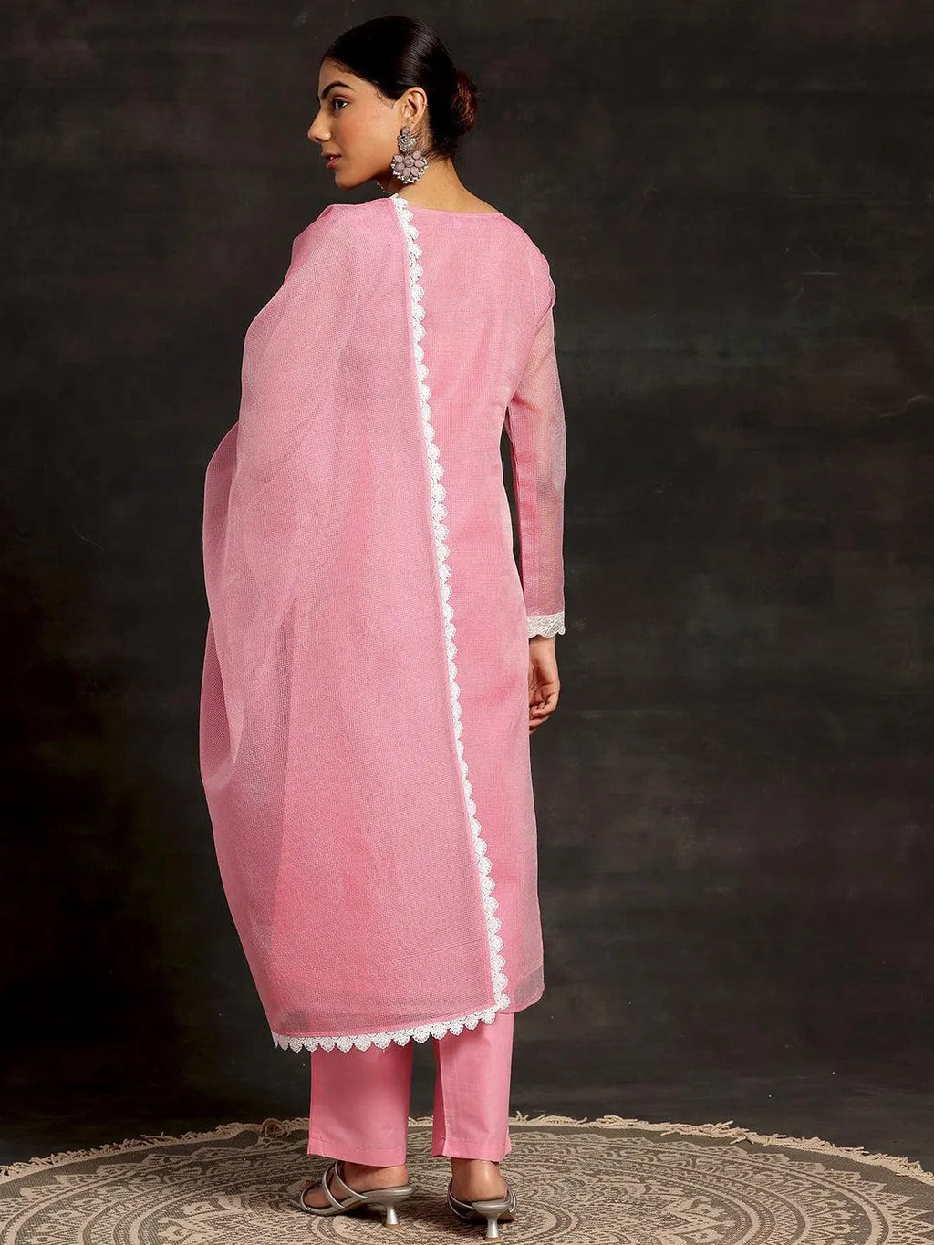 Pink Embroidered Cotton Pakistani Suit