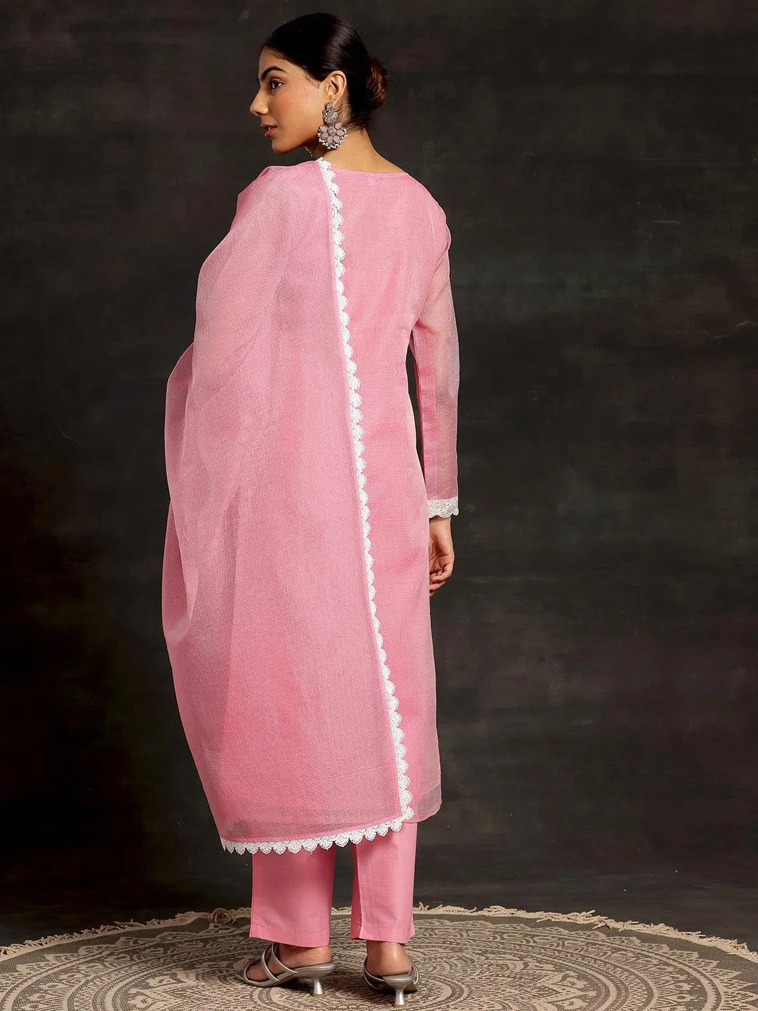 Pink Embroidered Cotton Pakistani Suit