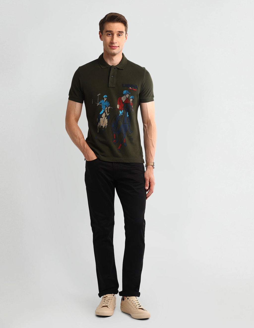 Muscle Fit Graphic Polo Shirt