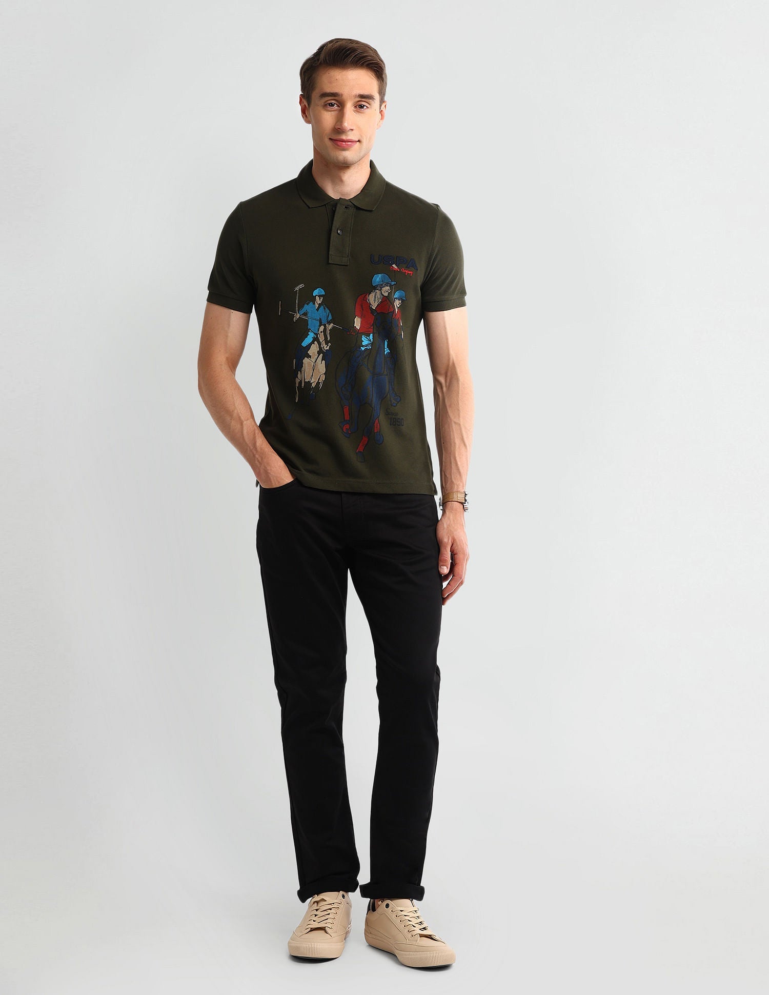 Muscle Fit Graphic Polo Shirt