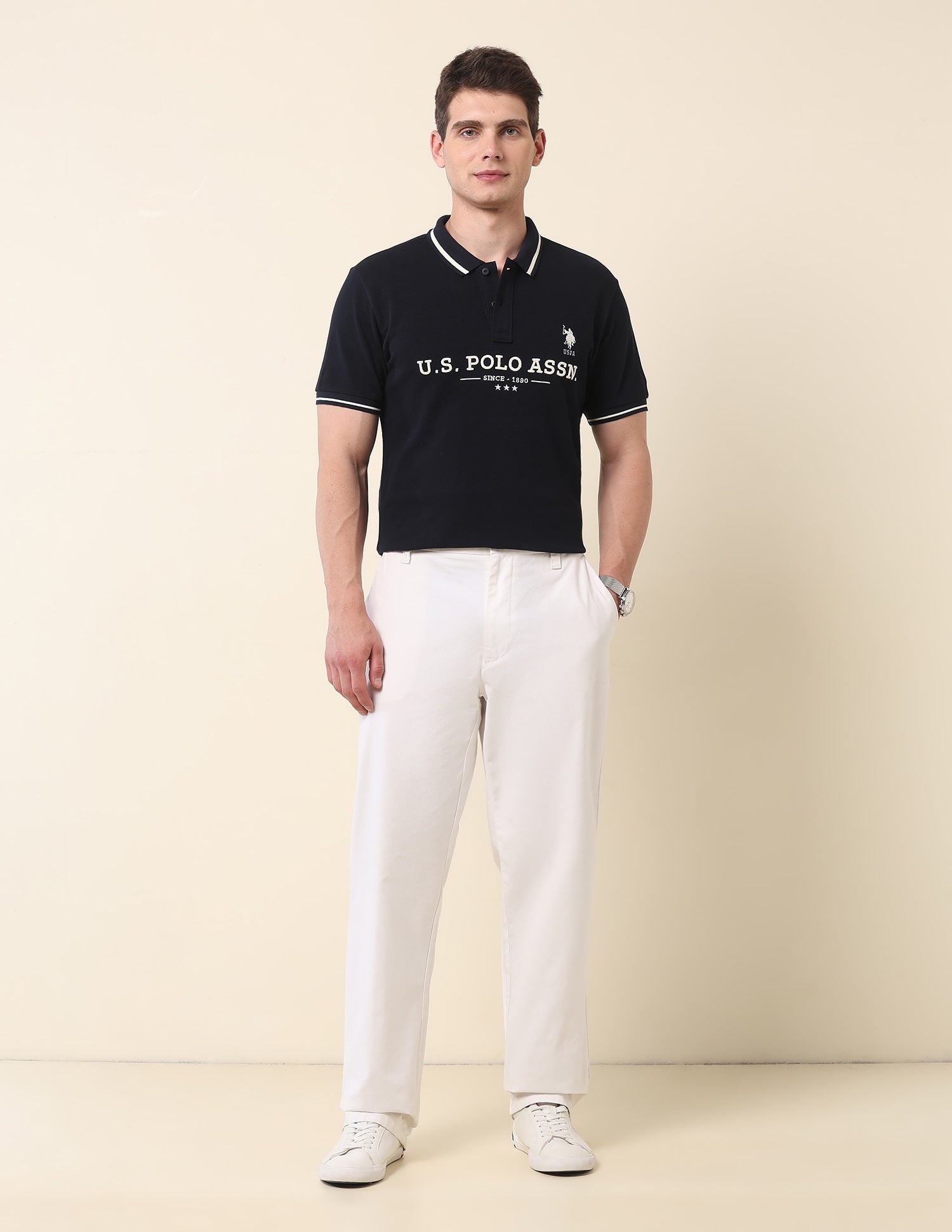 Brand Embroidered Gold Cup Polo Shirt