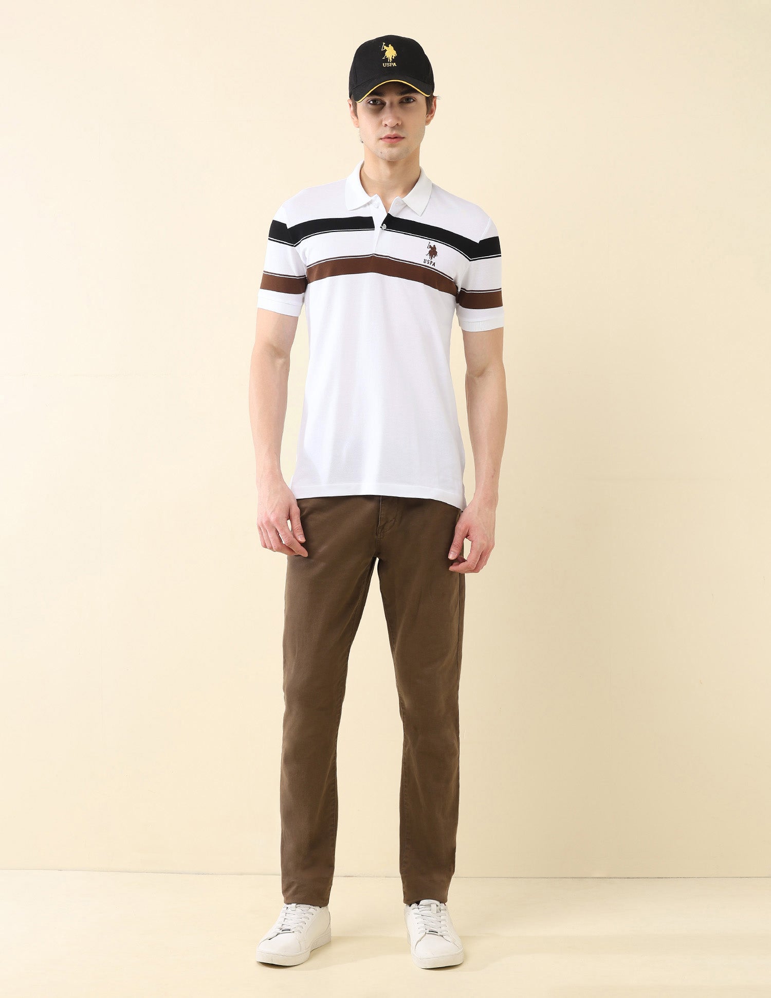 Horizontal Striped Modern Monochrome Polo Shirt