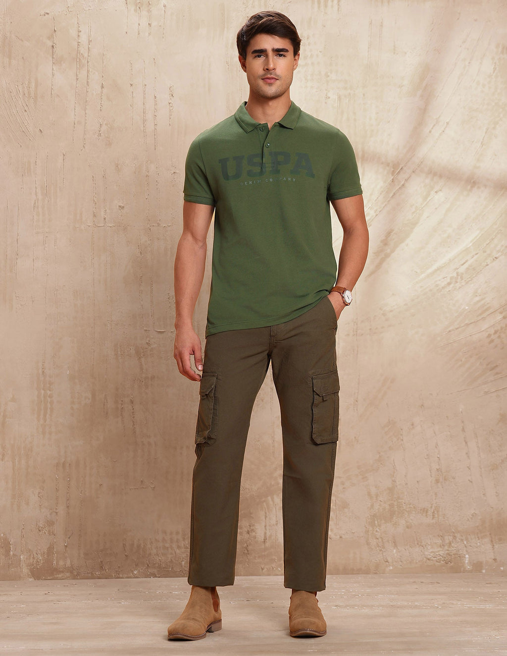 Brand Printed Muscle Fit Polo Shirt