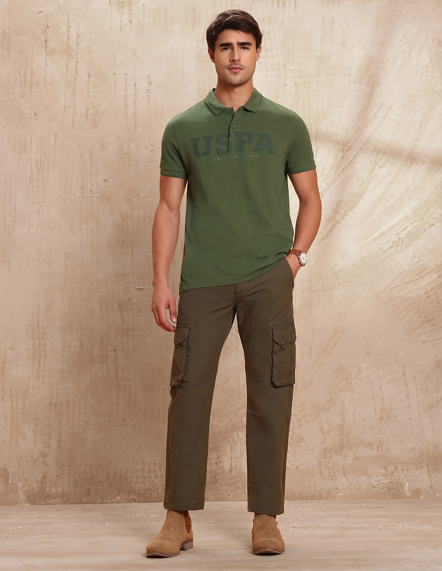 Brand Printed Muscle Fit Polo Shirt