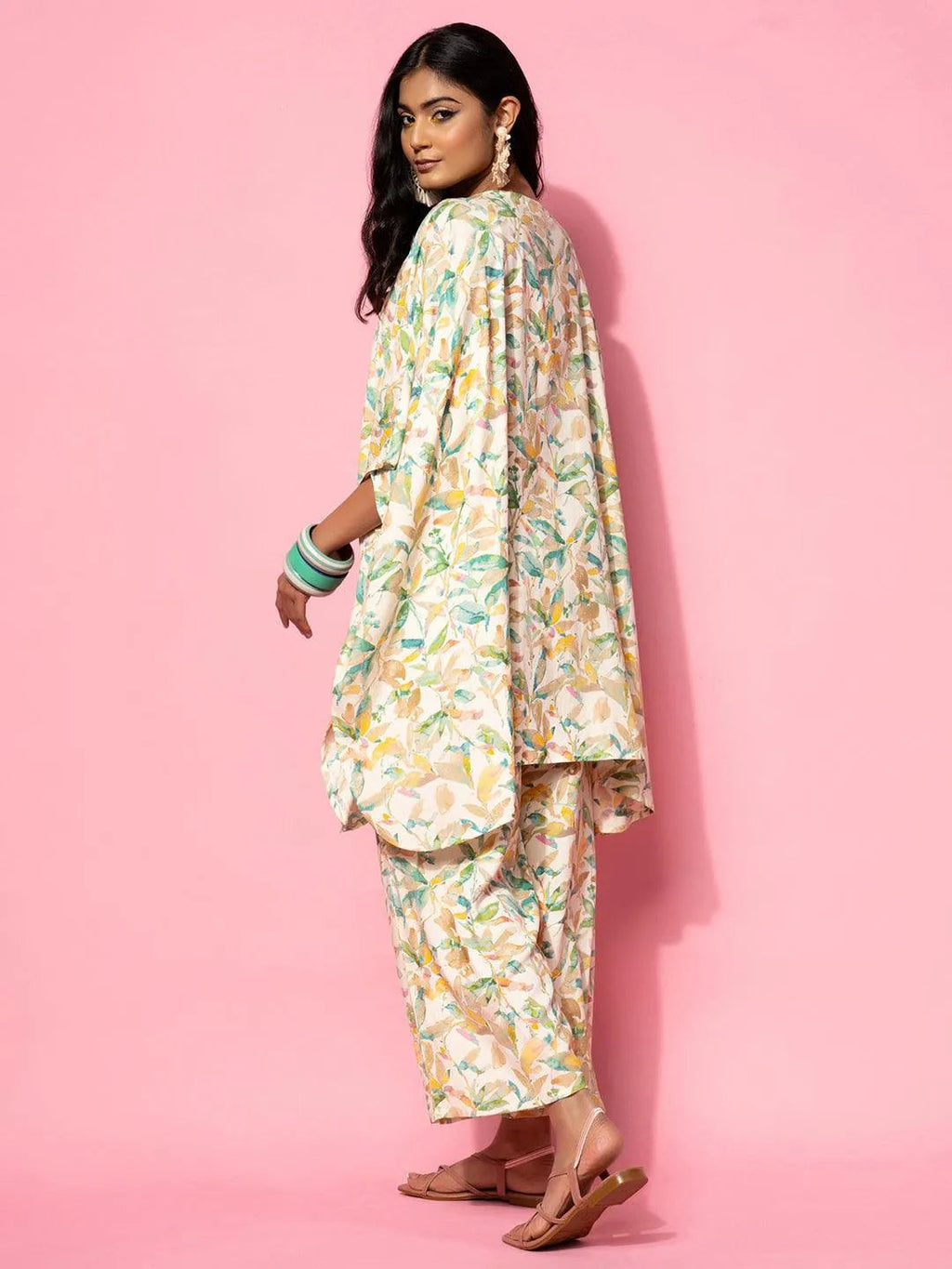 Cream Printed Rayon Co-Ords