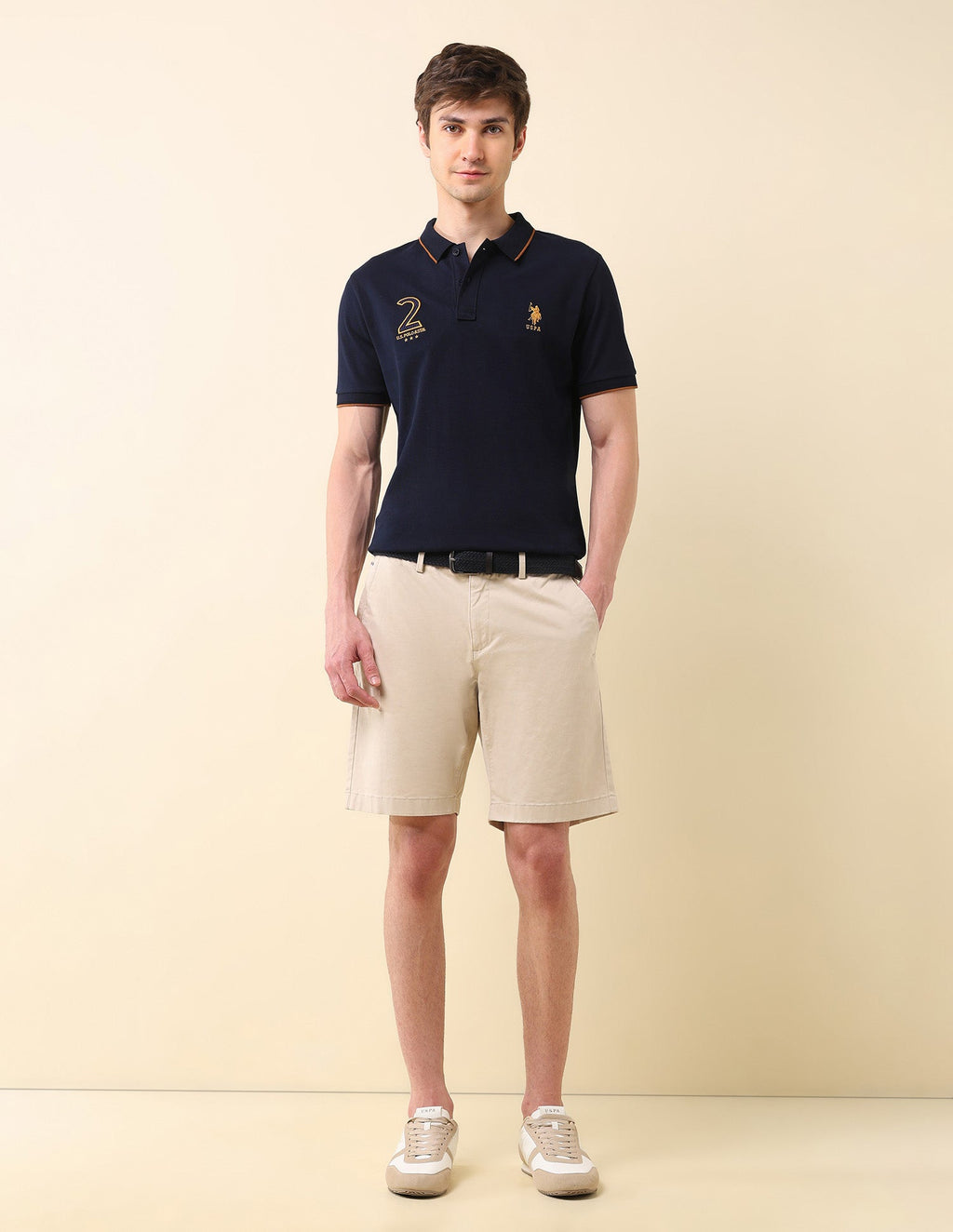 Brand Appliqued Gold Cup Polo Shirt