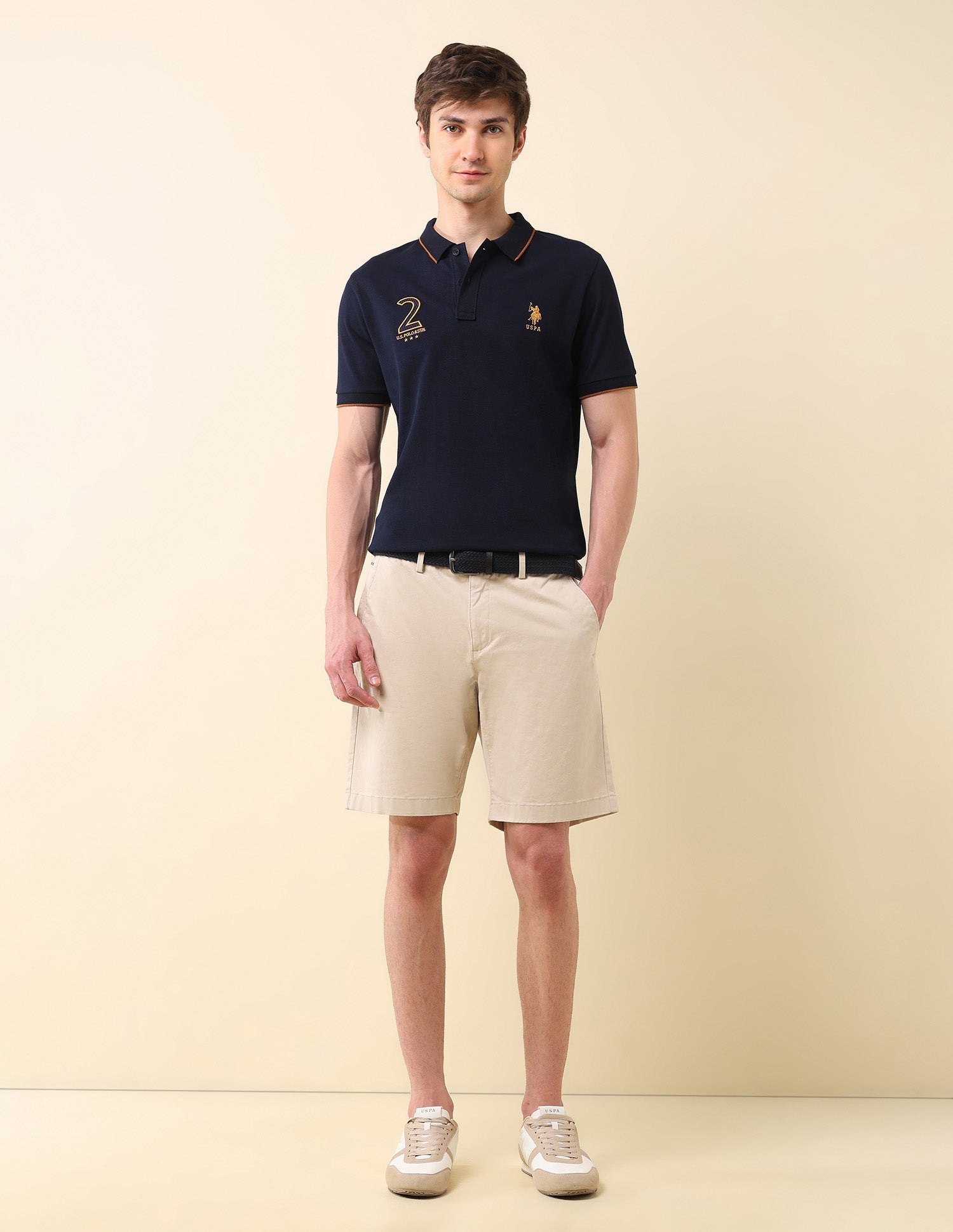 Brand Appliqued Gold Cup Polo Shirt