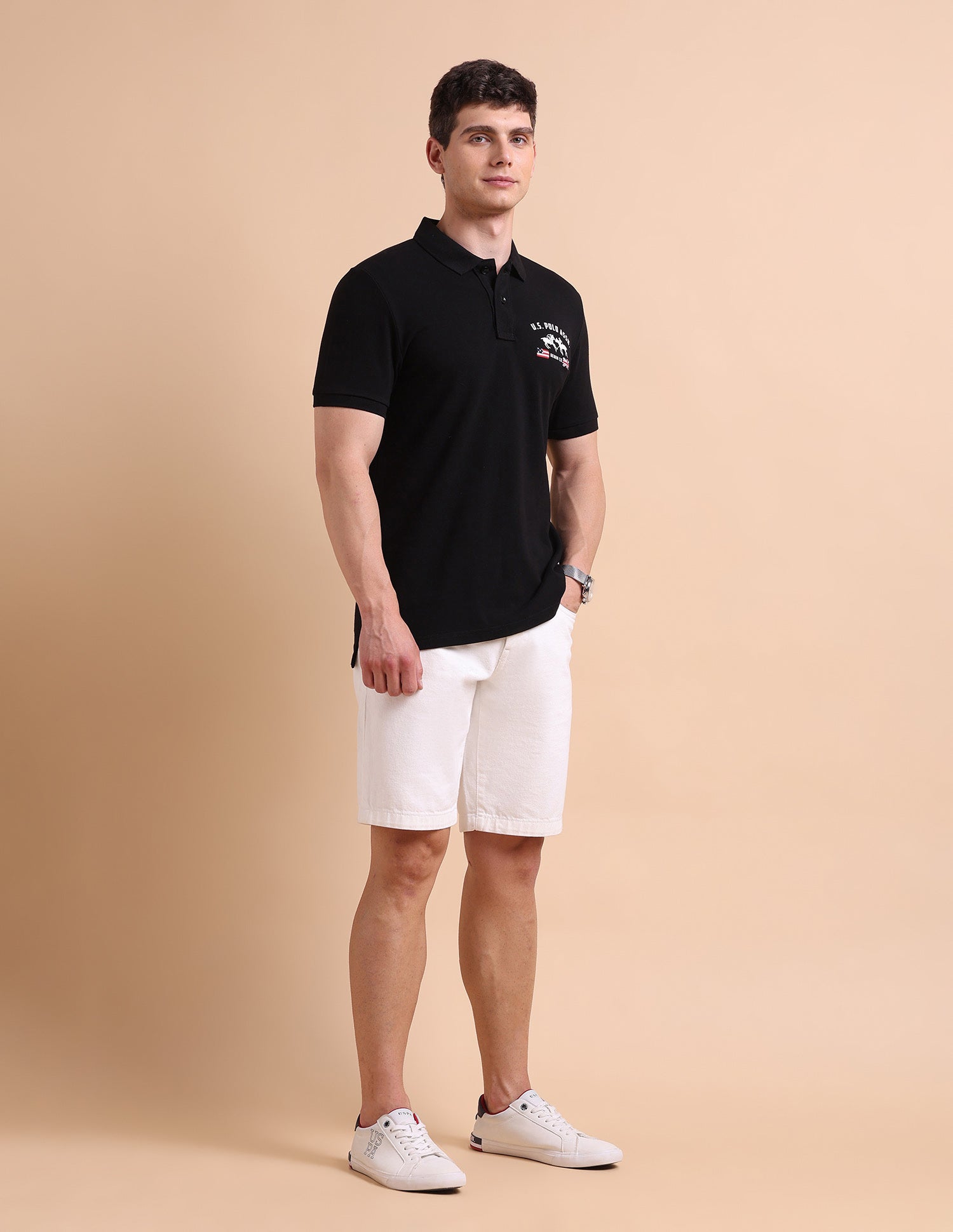Brand Printed Muscle Fit Polo Shirt