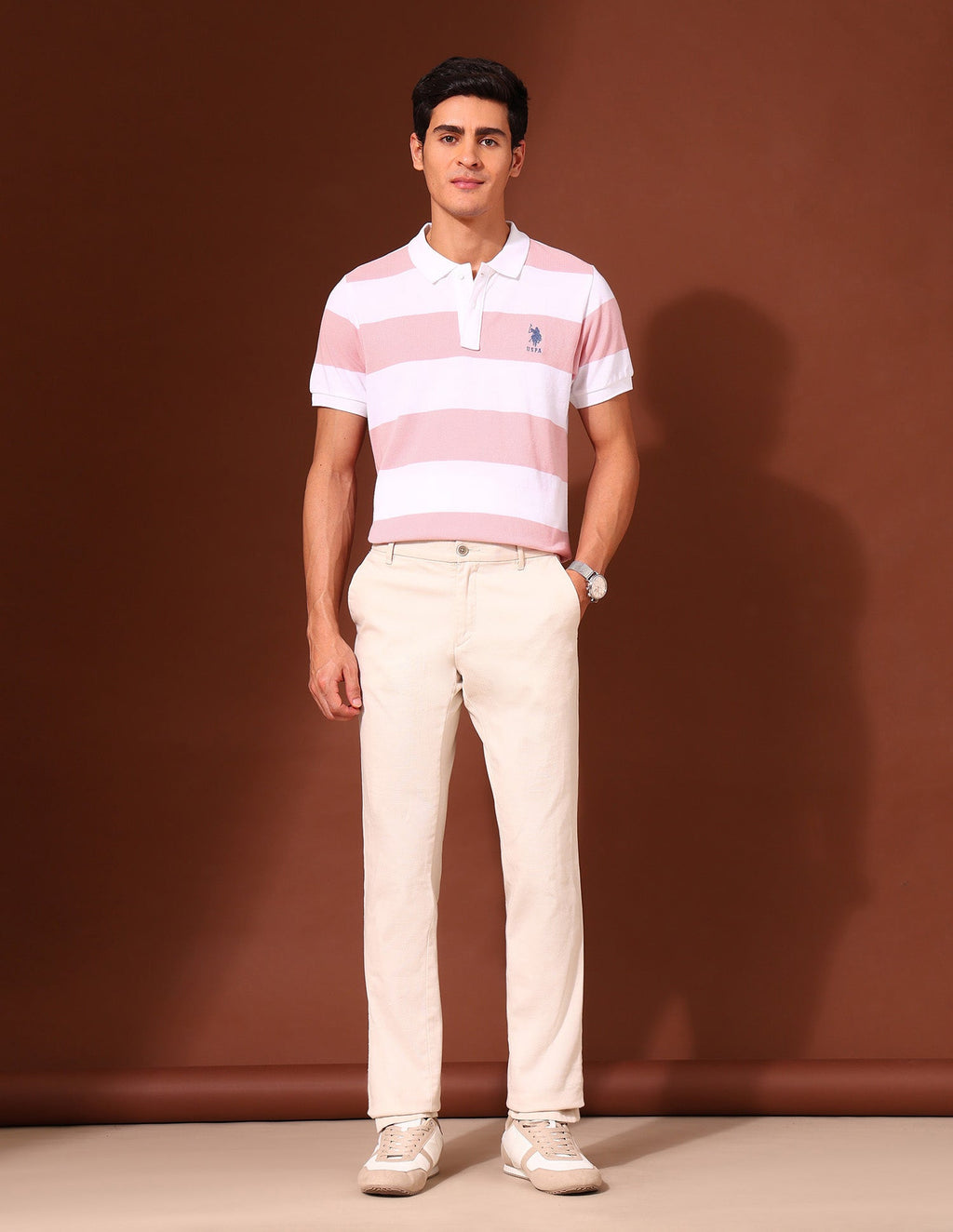 Horizontal Striped Work and Wander Polo Shirt