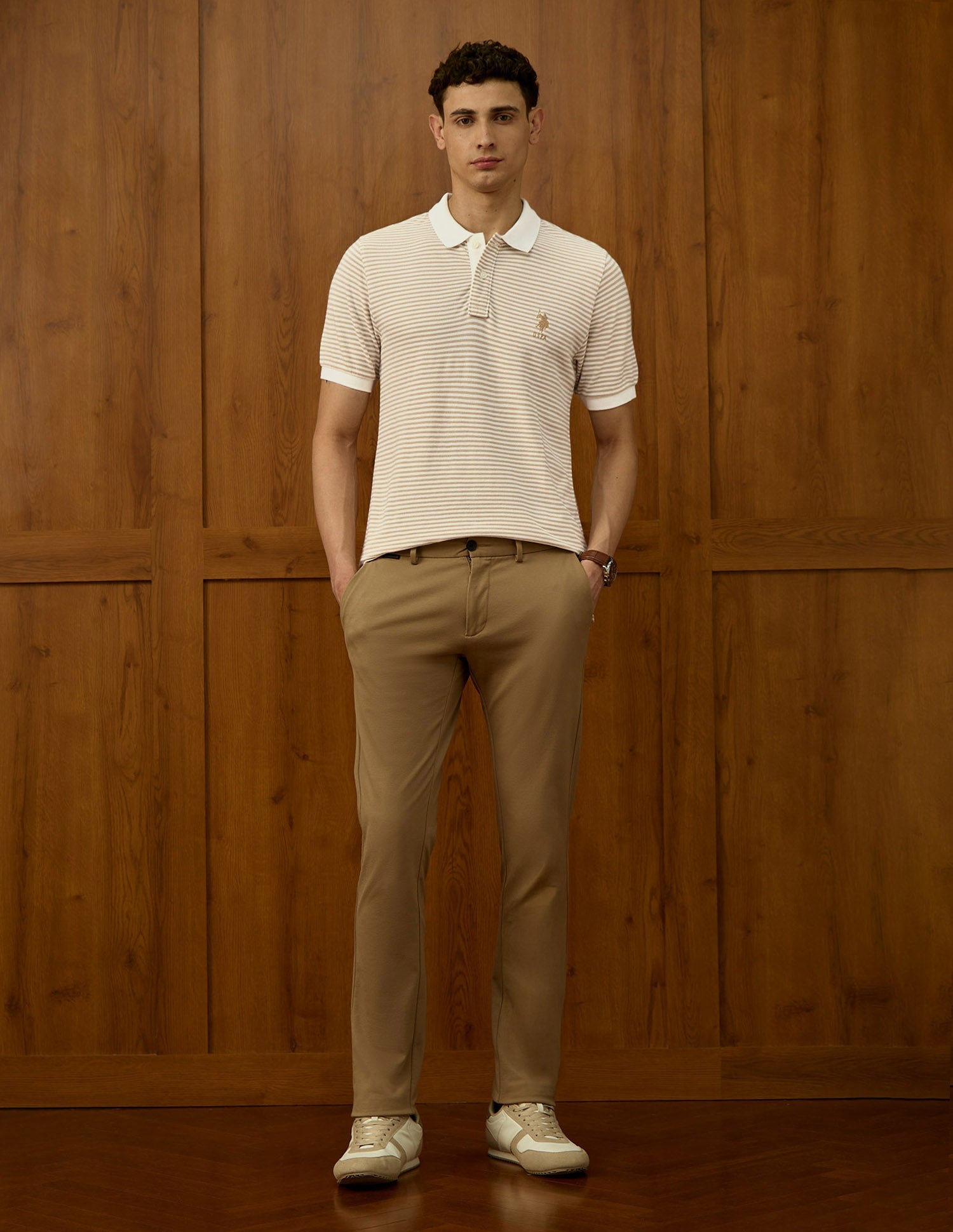 Horizontal Striped Varsity Polo Shirt