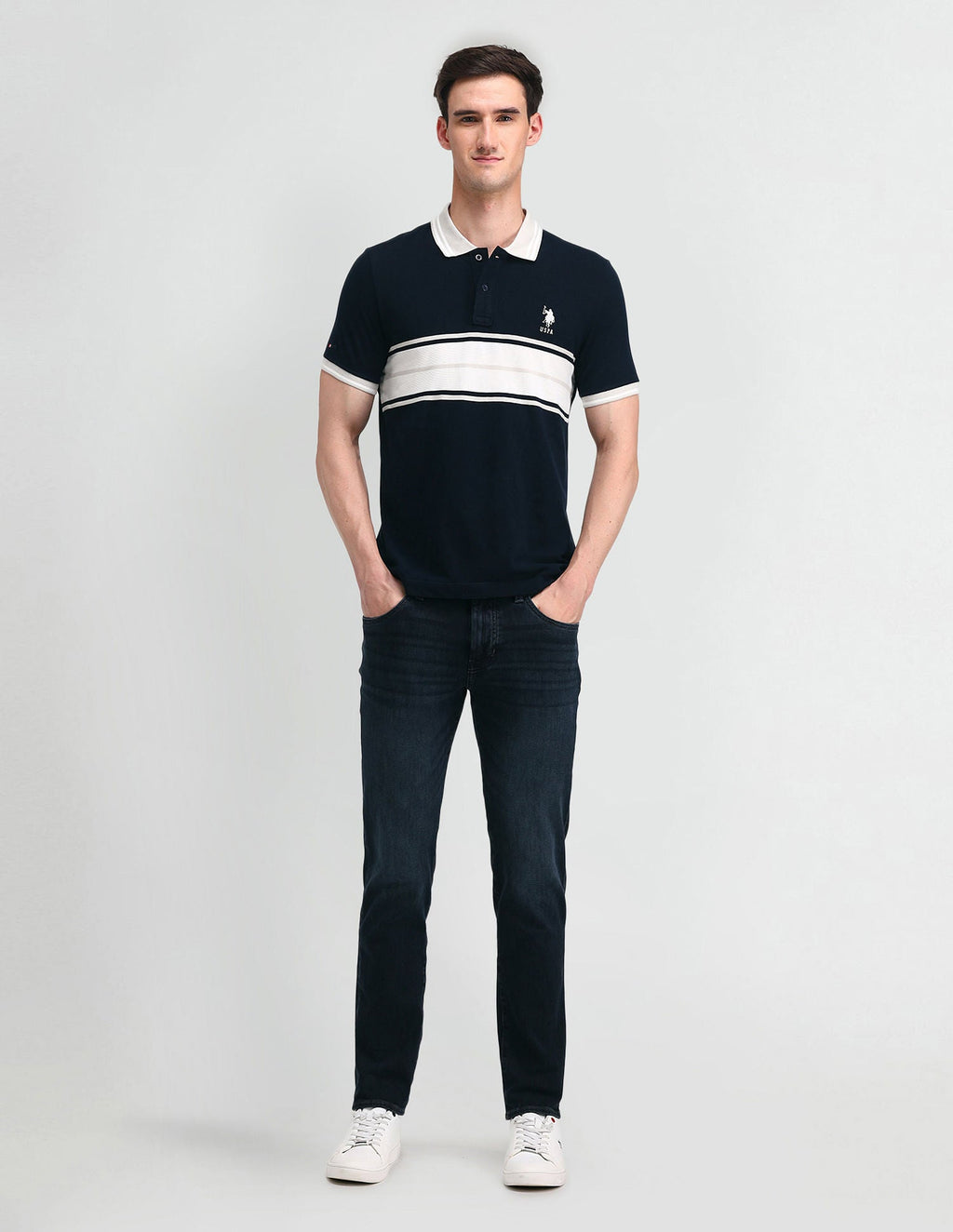 Muscle Fit Colour Block Polo Shirt