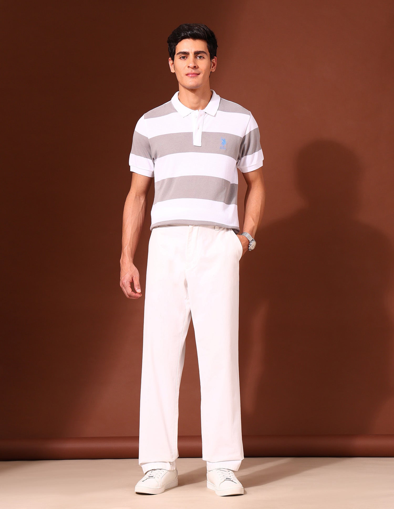 Horizontal Striped Work and Wander Polo Shirt