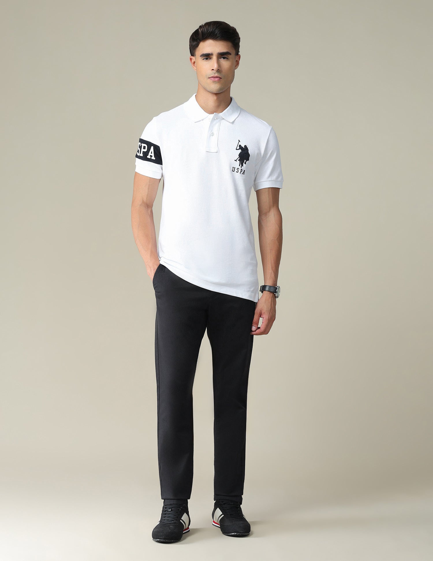 Brand Embroidered Pique Polo Shirt