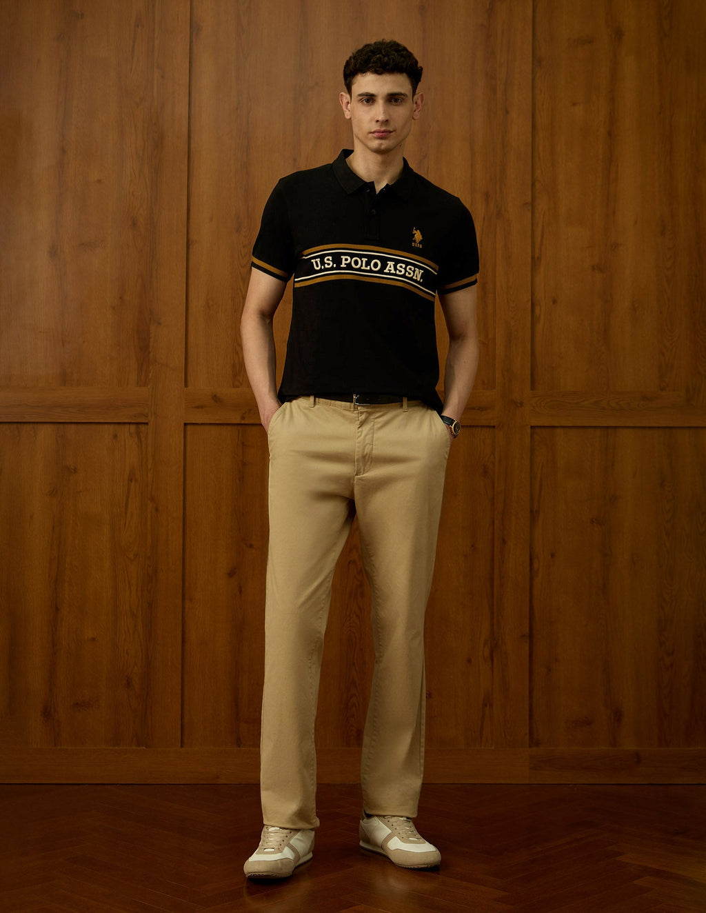 Brand Embroidered Varsity Polo Shirt