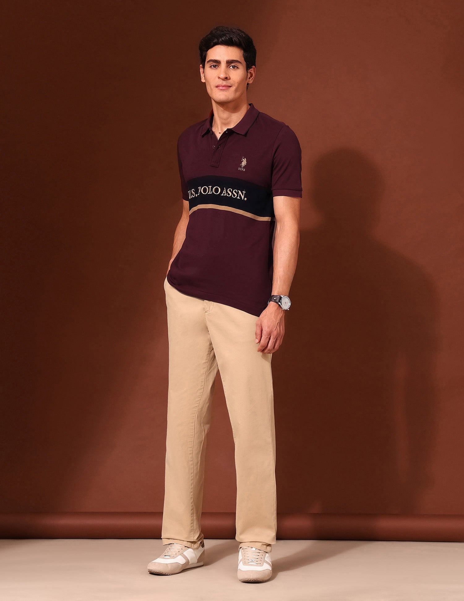 Brand Embroidered Pure Cotton Varsity Polo Shirt