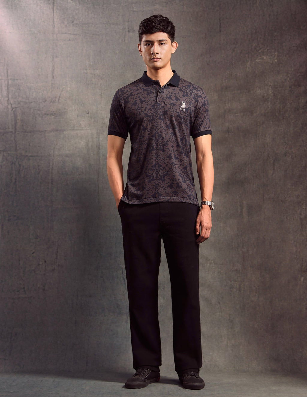 All-Over Printed Muscle Fit Polo shirt