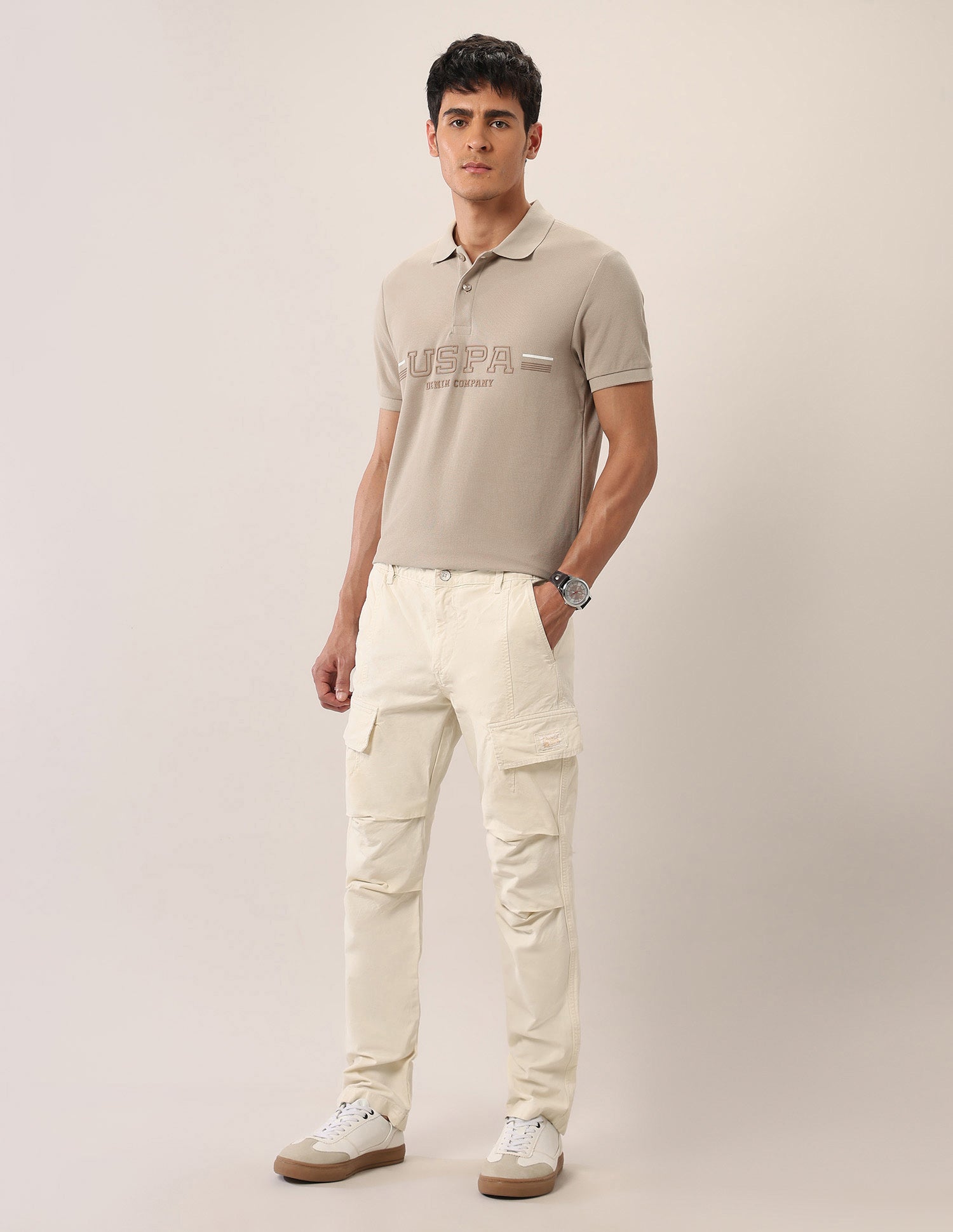 Brand Embossed Muscle Fit Polo Shirt